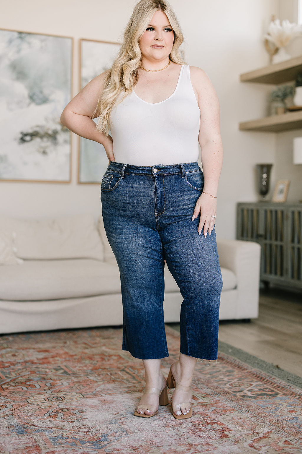 Hayes High Rise Wide Leg Crop Jeans for Women - Comfortable Stretch Denim Pants for Casual Outfits, Workwear & Street Style Fashion