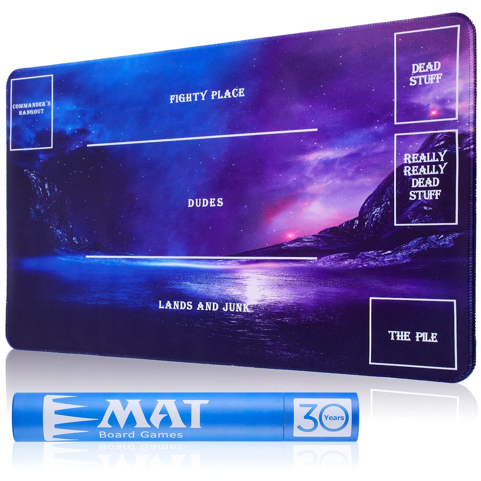 Premium Stitched MTG Magic The Gathering Playmat with Tube Case - Non-Slip Game Mat for Card Games, TCG, and Collectibles (Starry Zones Design) - Perfect for Tournaments, Home Play, and Gaming Events