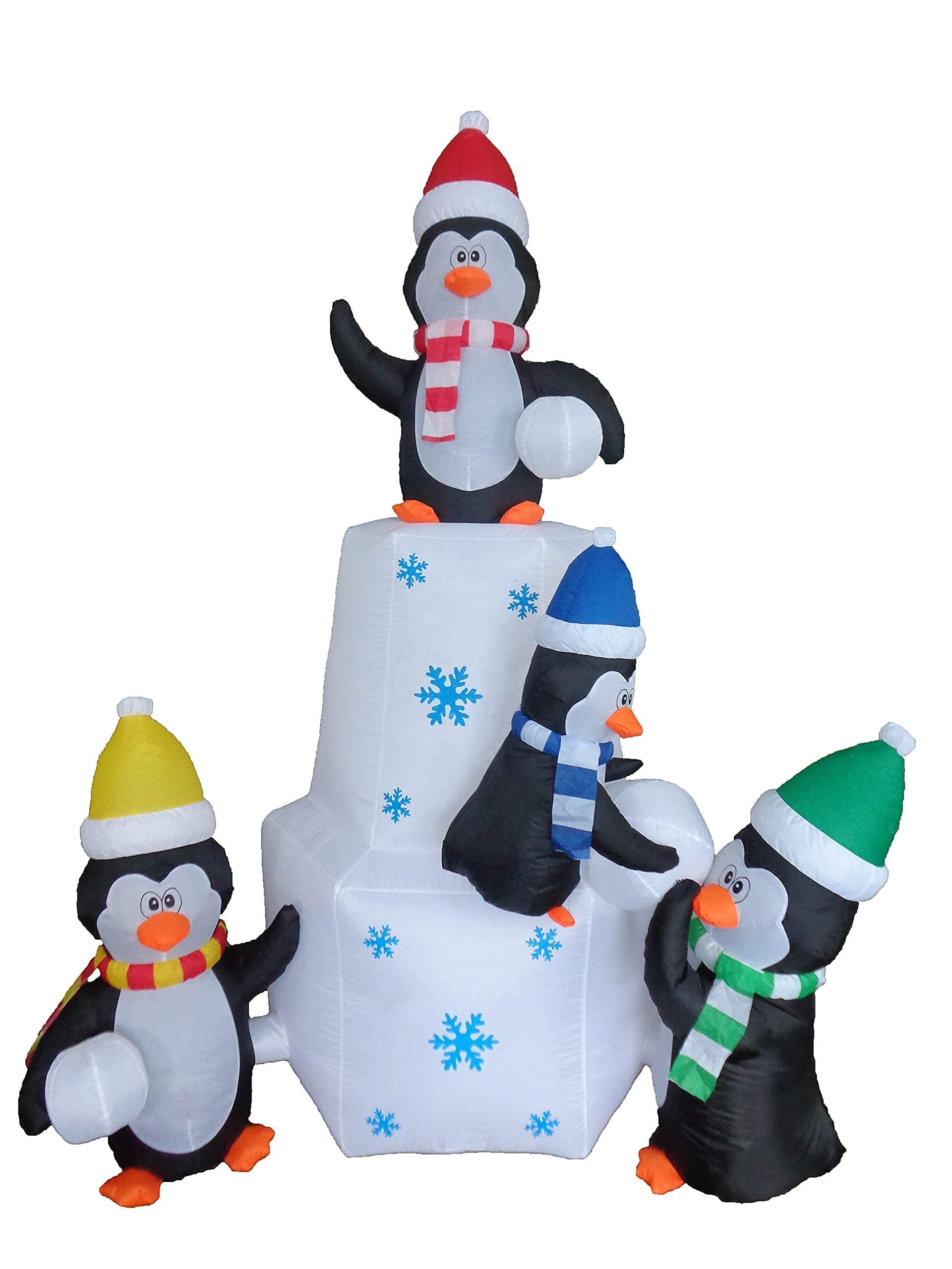 4ft & 8ft Inflatable Christmas Penguin Decorations Set - Lighted Snow Scene Penguin Family with Scarf for Outdoor Holiday Party Decor | Perfect for Front Yard, Lawn, Christmas Village & Winter Festival Displays