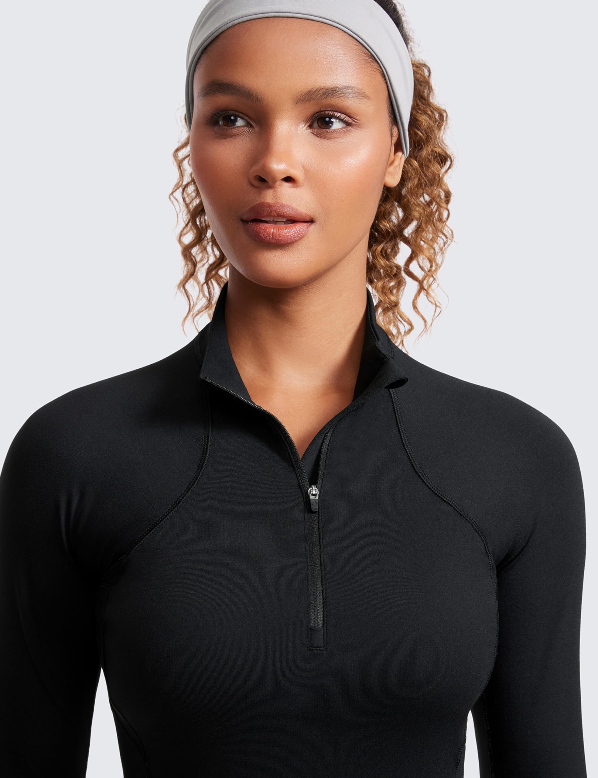 CRZ YOGA Women's Half Zip Long Sleeve Pullover - Slim Fit Workout & Yoga Athletic Top with Thumbholes - Perfect for Gym, Running, Pilates and Outdoor Activities