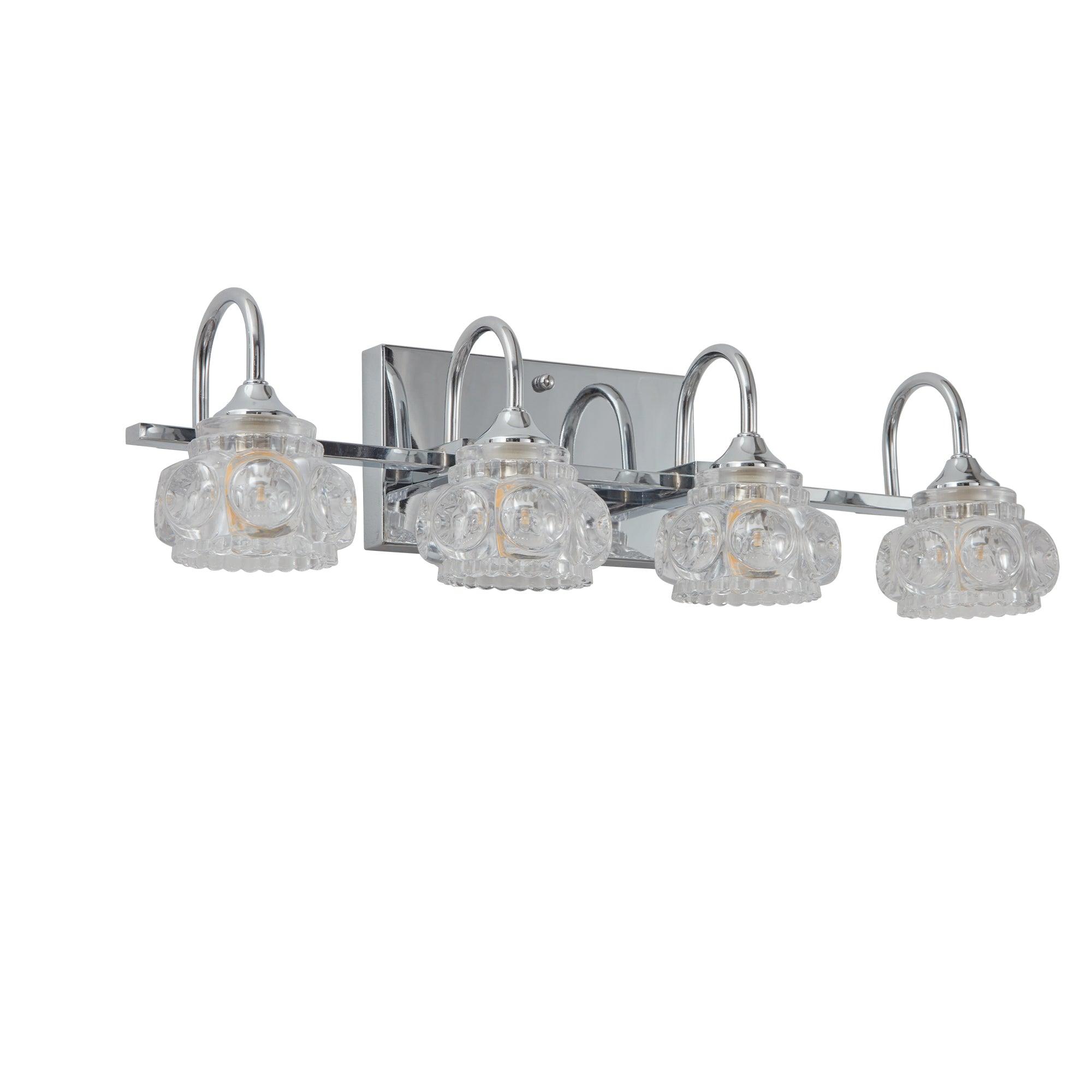 Elegant Brushed Nickel Vintage Crystal Vanity Light - 4-Light Bathroom Mirror Fixture with Clear Glass Shades | Perfect for Master Bath, Powder Room & Dressing Area Lighting