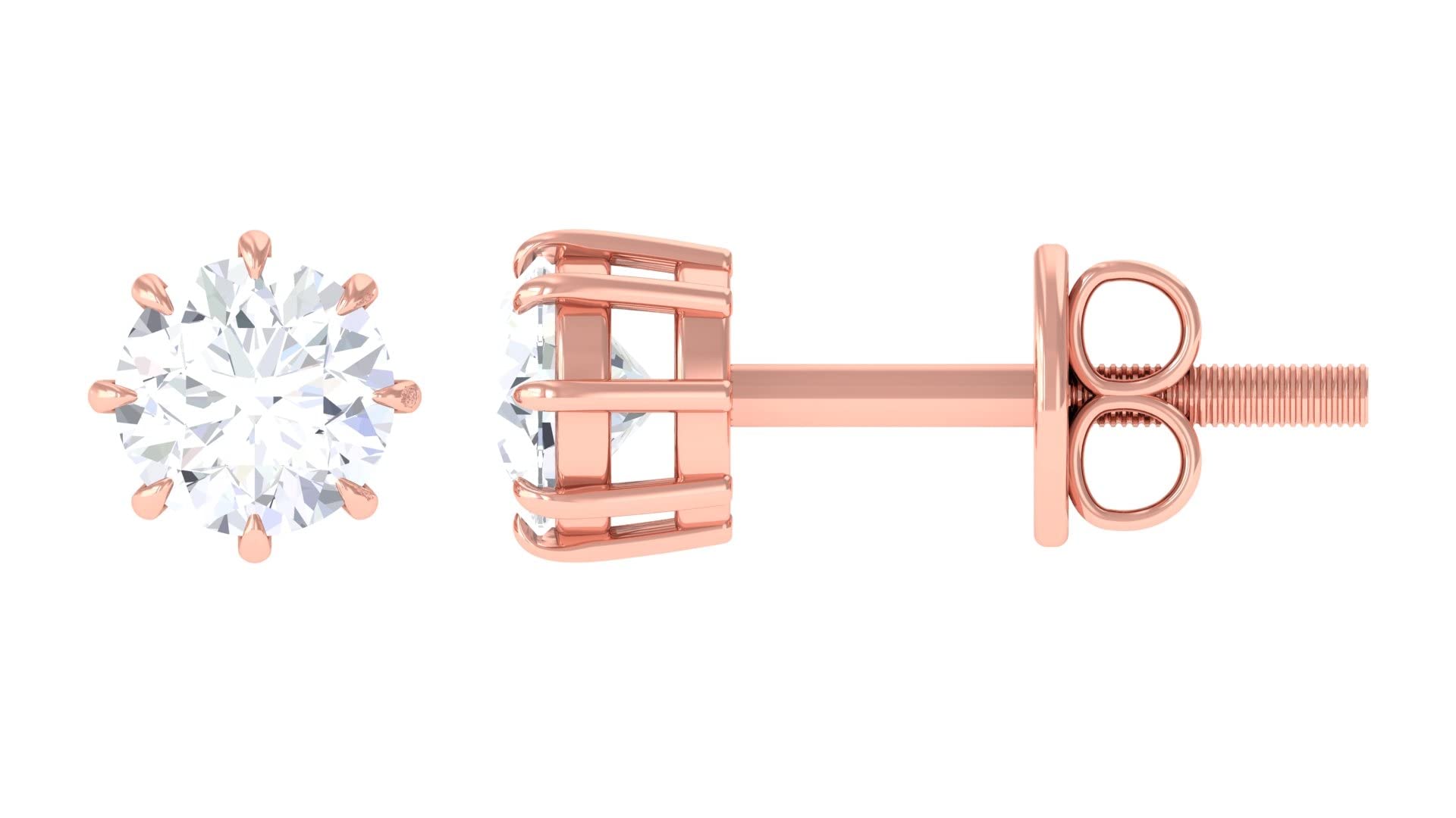 14K Solid Gold Certified Diamond Stud Earrings for Women - April Birthstone Solitaire Earrings | Perfect for Weddings, Anniversaries & Everyday Elegance