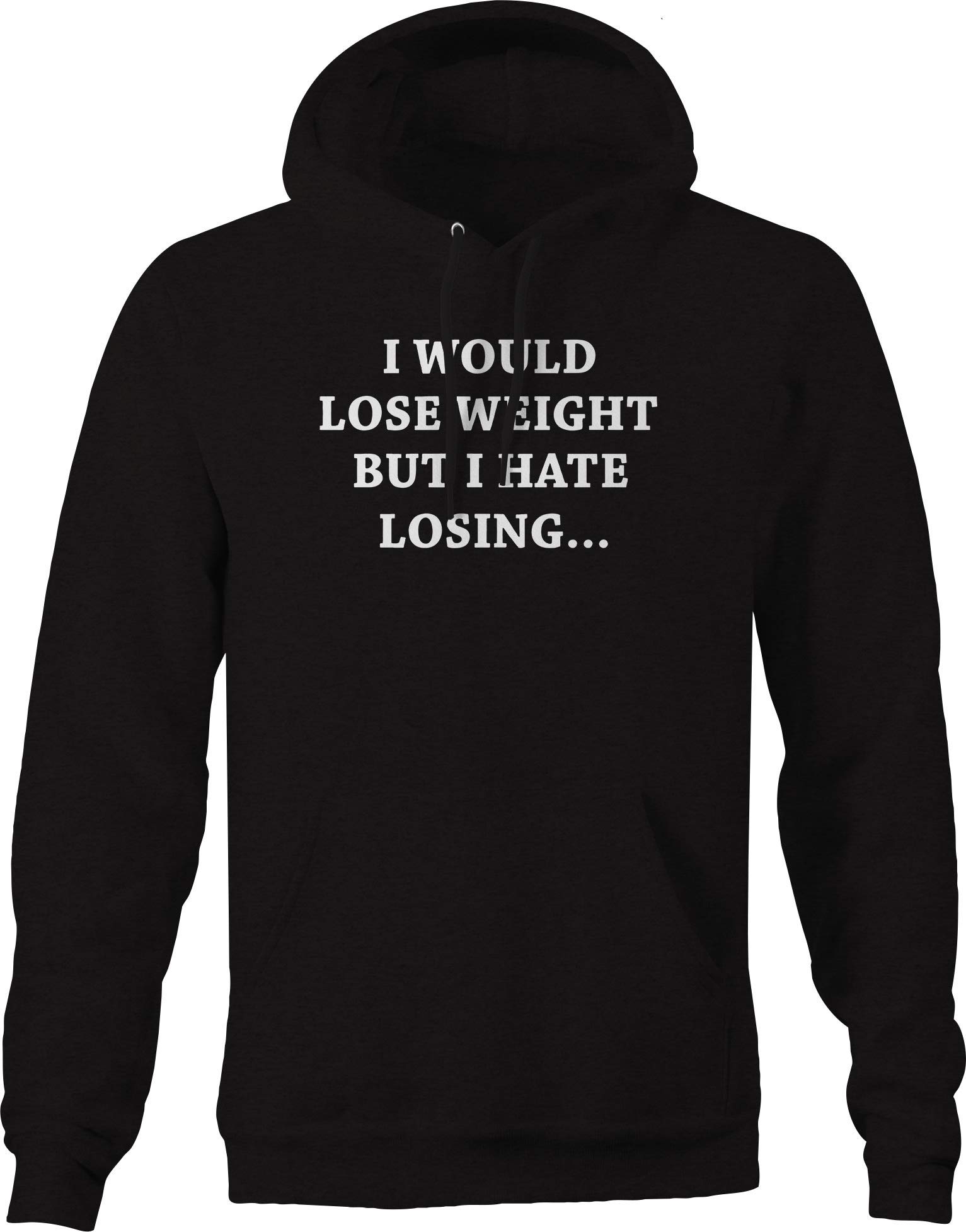 Men's Weight Loss Hoodie - Funny 'Hate Losing' Novelty Sweatshirt in Black | Gym Motivation & Workout Apparel