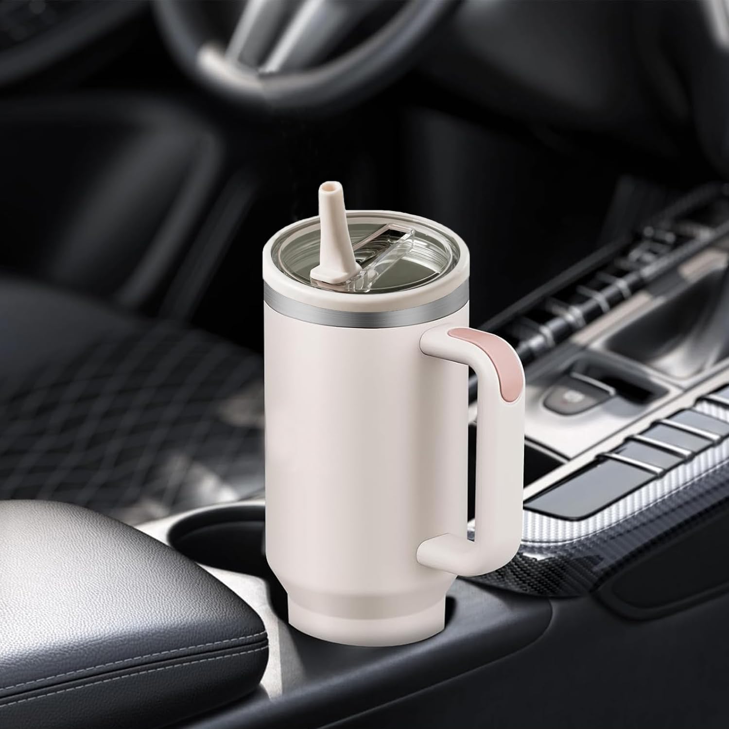 40oz Tumbler Lid Replacement for Stanley Quencher - 2 Pack Spill-Proof Flip Straw Lids with 2 Straws - Compatible with Stanley Cup & 40oz Tumblers - Perfect for Travel, Gym, Office & Outdoor Activities (Black)