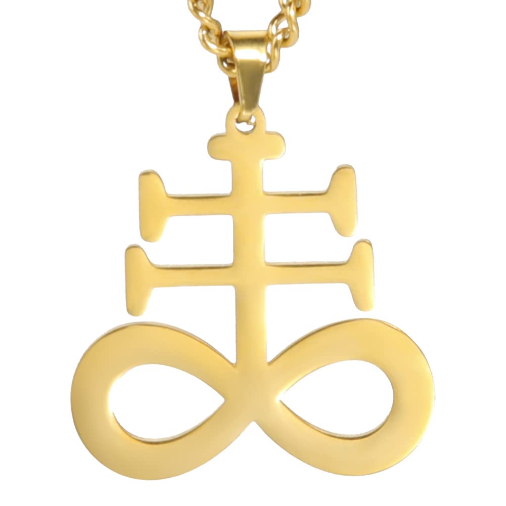 EUEAVAN Leviathan Cross Pendant Necklace - Stainless Steel Satanic Symbol Jewelry for Men & Women - Perfect for Gothic Fashion, Occult Rituals, and Alternative Religious Accessories