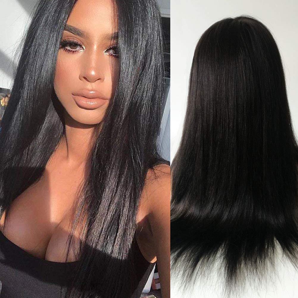 360 Lace Front Human Hair Wig - Light Yaki 180 Density with Baby Hair & Pre-Plucked Hairline | 12 Inch Natural Looking Wig for Daily Wear, Parties & Special Occasions