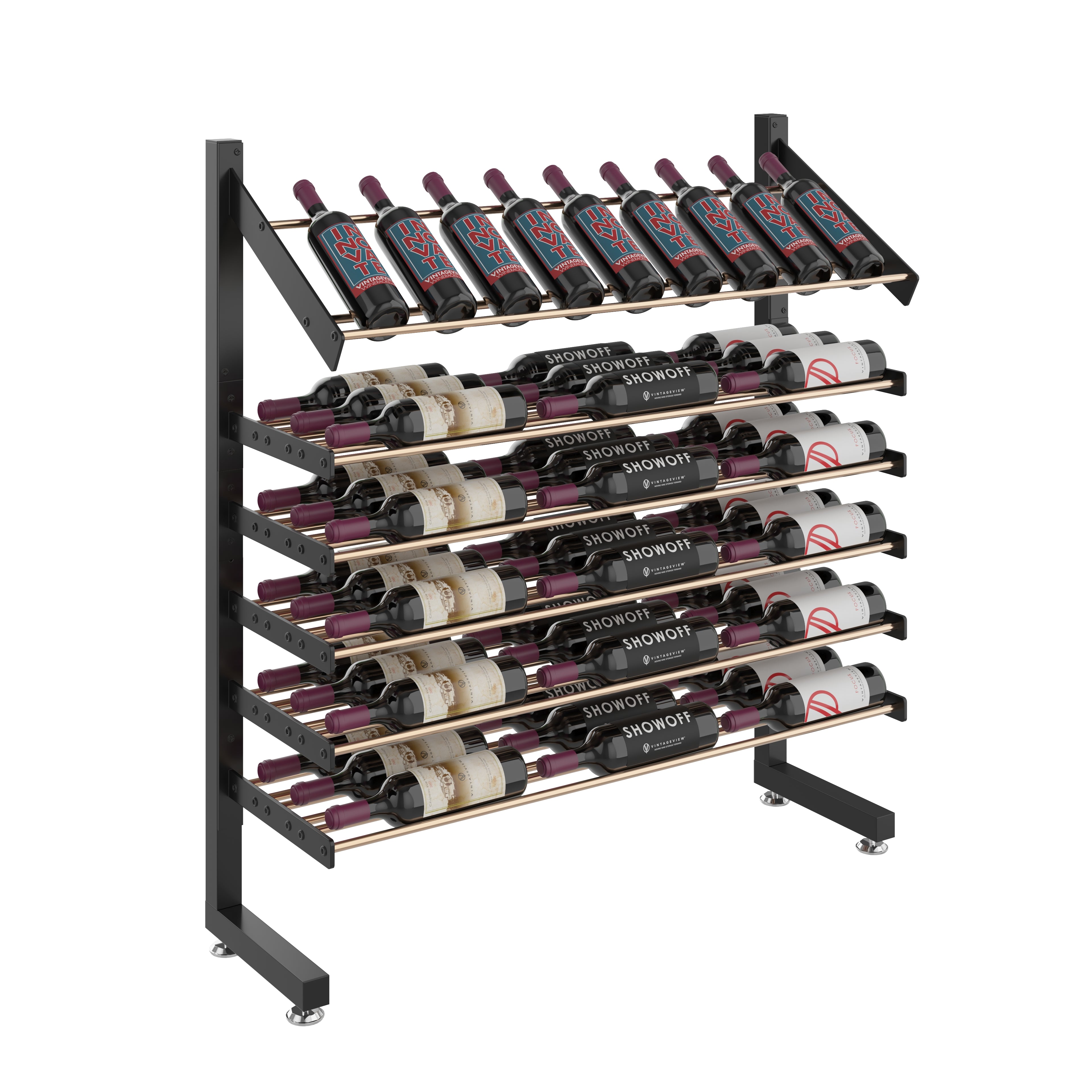Evolution Single Sided 54-Bottle Wine Display Island - Perfect for Liquor Stores, Bars, and Restaurants Showcase