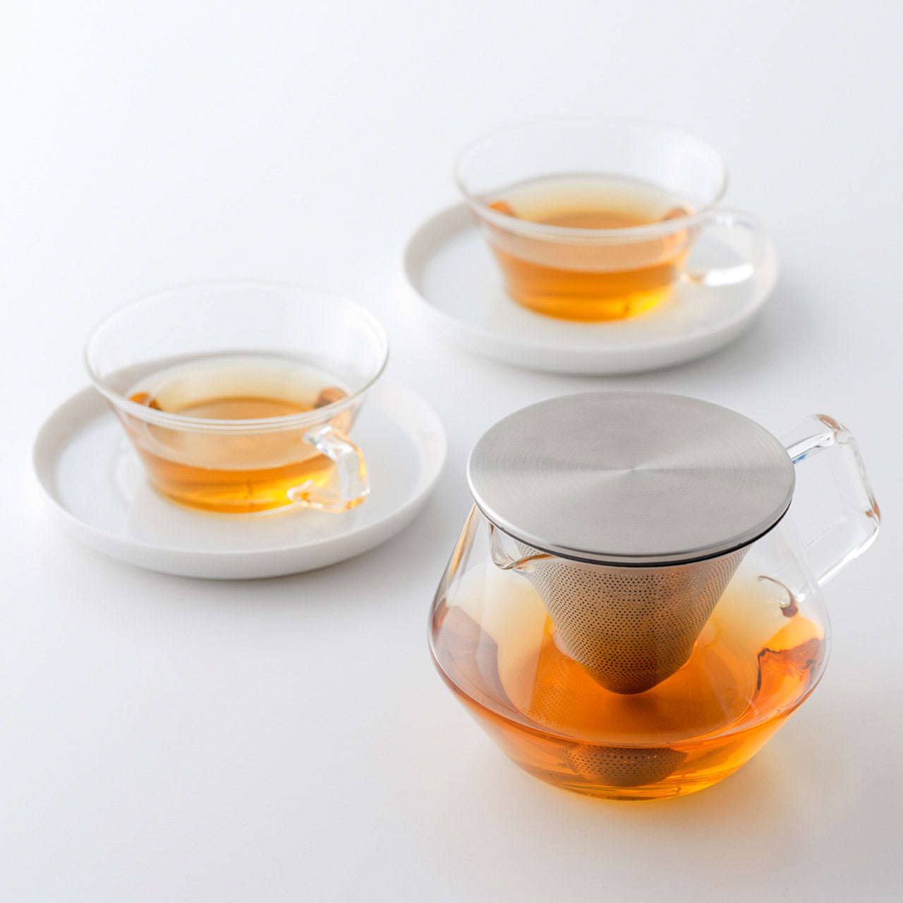 Kinto Carat Teapot - 16oz Japanese Ceramic Teapot with Stainless Steel Infuser - Perfect for Loose Leaf Tea, Herbal Tea & Coffee Brewing at Home or Office