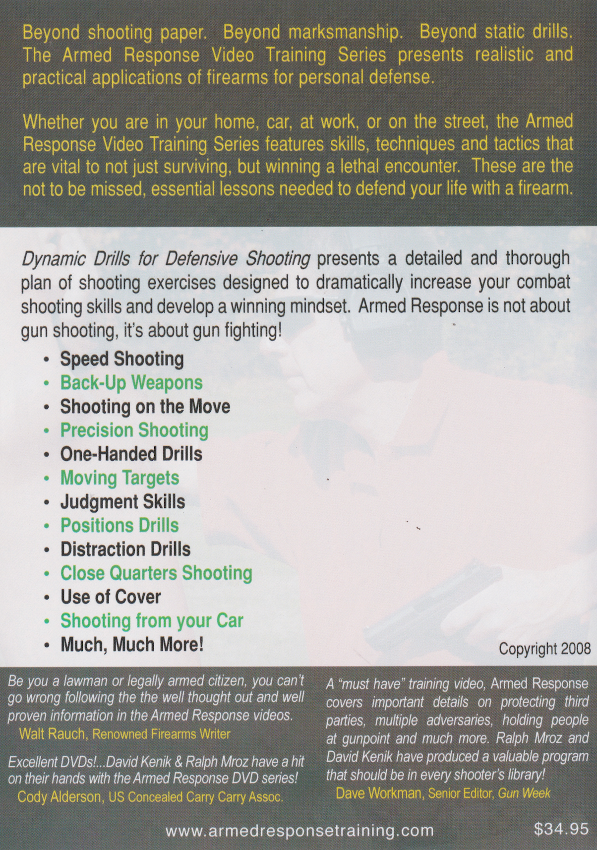 Armed Response: Dynamic Defensive Shooting Drills DVD with David Kenik & Ralph Mroz (Used) - Tactical Training for Home Defense & Self-Protection Scenarios