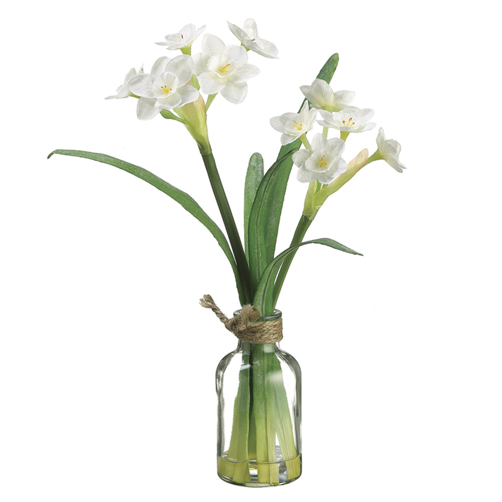 12-Pack White Daffodil Silk Flower Arrangement - Realistic Artificial Flowers for Home Decor, Wedding Centerpieces, Spring Table Decorations, and Office Desk Decor