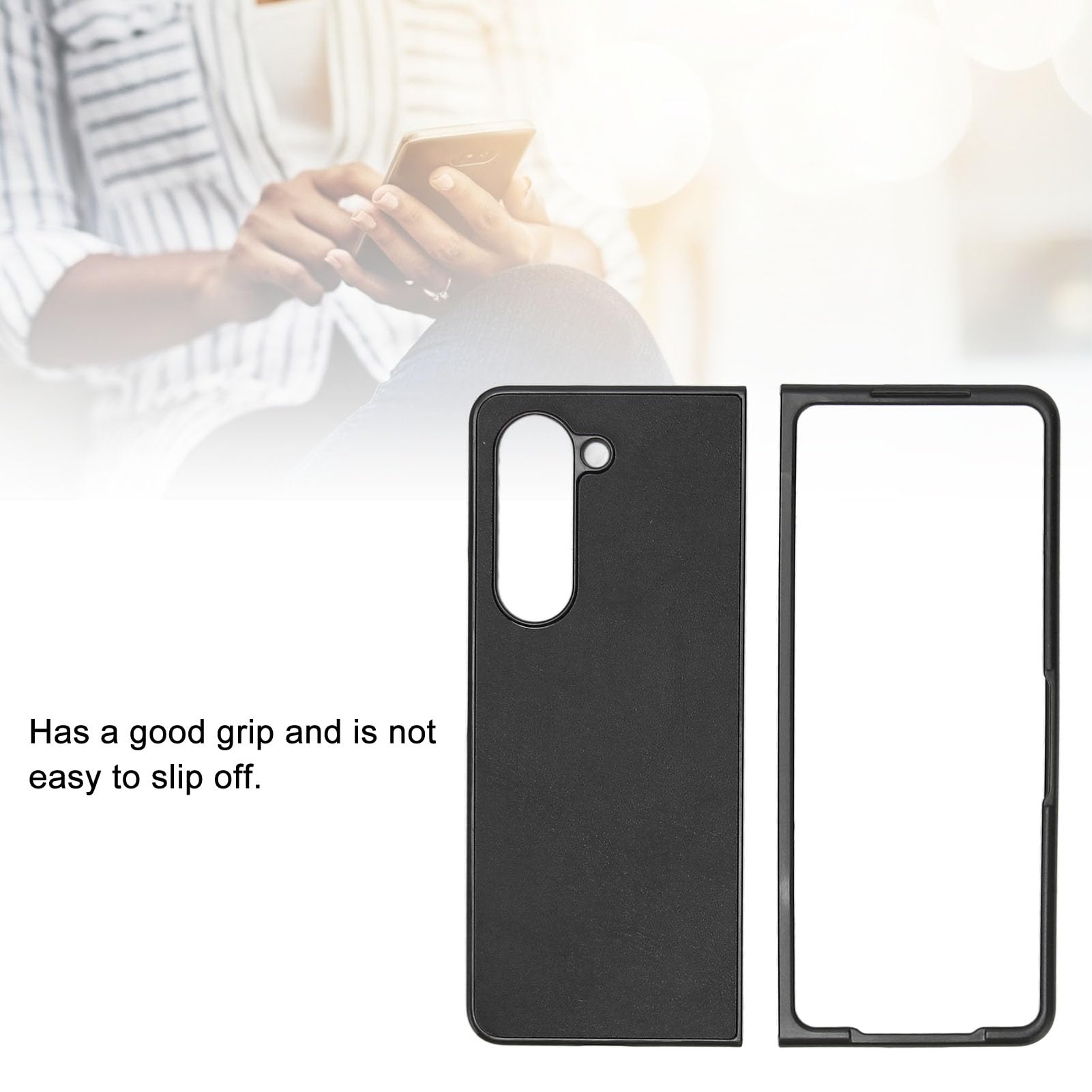 Stylish PU Leather Folding Screen Phone Case - Anti-Scratch Protective Cover with Lychee Pattern (Black/Color Options) - Perfect for Work, Travel & Everyday Use