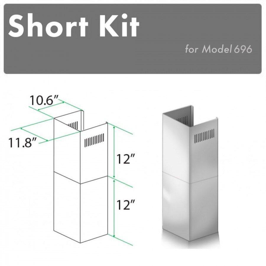 ZLINE 2-Piece 12-Inch Short Chimney Extension Kit for 7.6 to 8-Foot Ceilings - Compatible with Range Hoods (Model SK 696) - Perfect for Kitchen Remodeling and Low Ceiling Installations