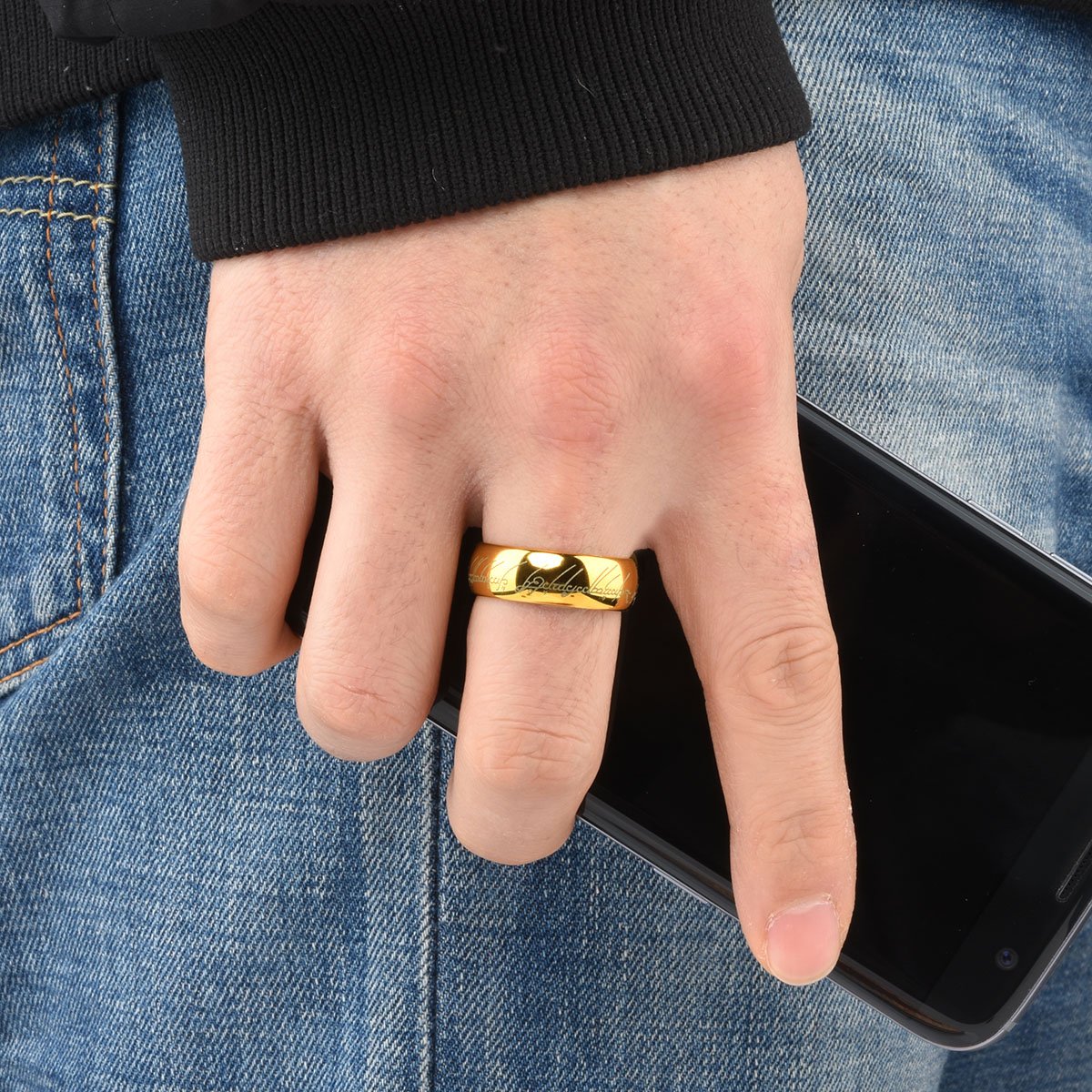 6mm/8mm Tungsten Wedding Ring for Men - 18K Gold Plated Laser Engraved Band - Durable Comfort Fit Engagement Ring for Him & Her - Perfect for Anniversaries, Proposals & Everyday Wear