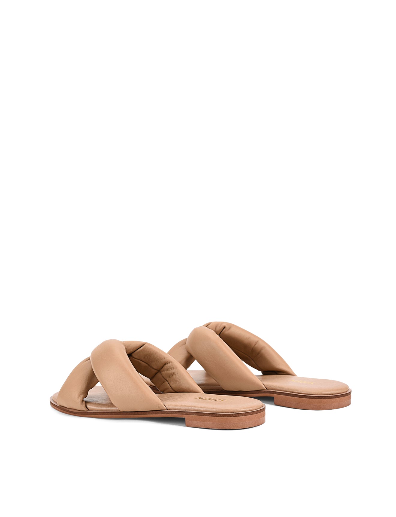 Madeline Flat Slides for Women - Almond Tan Genuine Leather Comfortable Sandals - Perfect for Beach, Pool, and Casual Summer Outfits