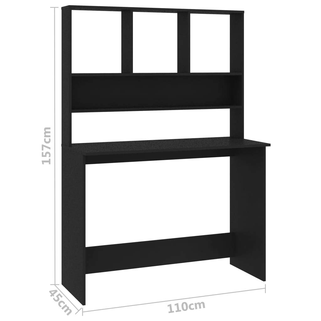 FAMIROSA Black Computer Desk with Shelves - 43.3