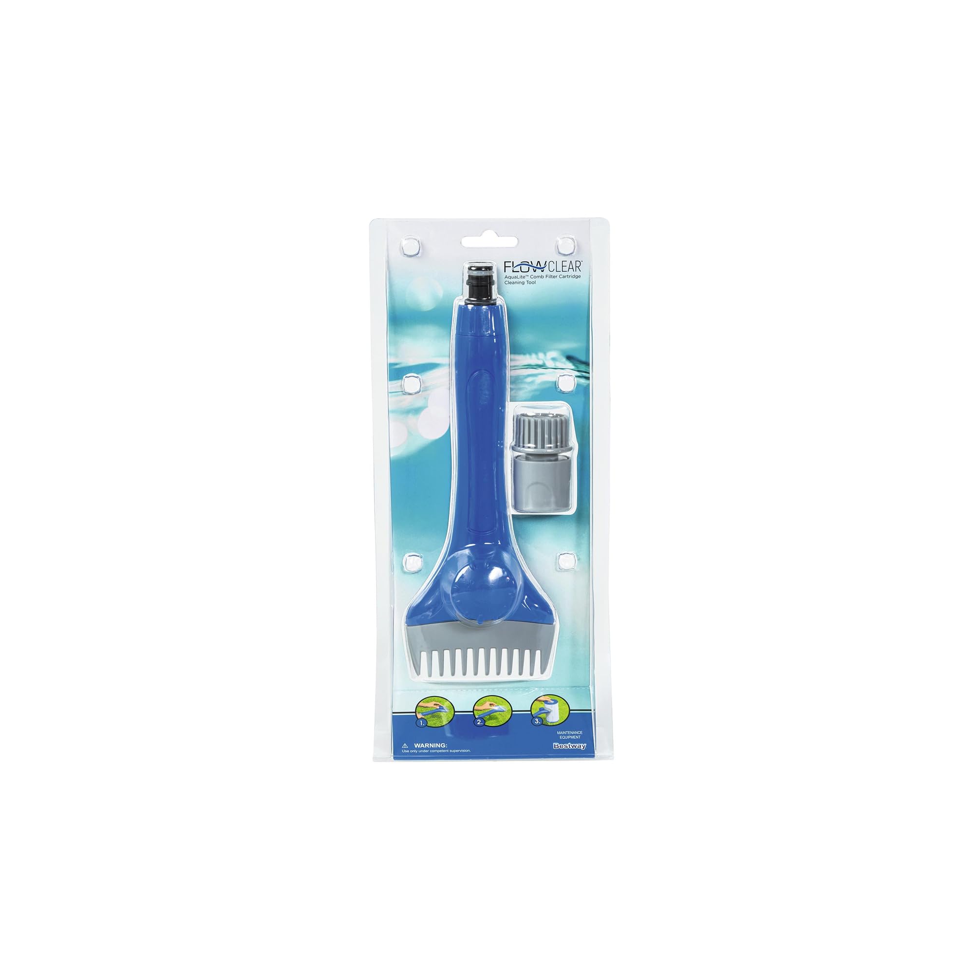 Bestway Flowclear Aqualite Pool Filter Cartridge Cleaning Tool - Removable Comb Head & Flow Control Knob - Ideal for In-Ground & Above Ground Pool Maintenance