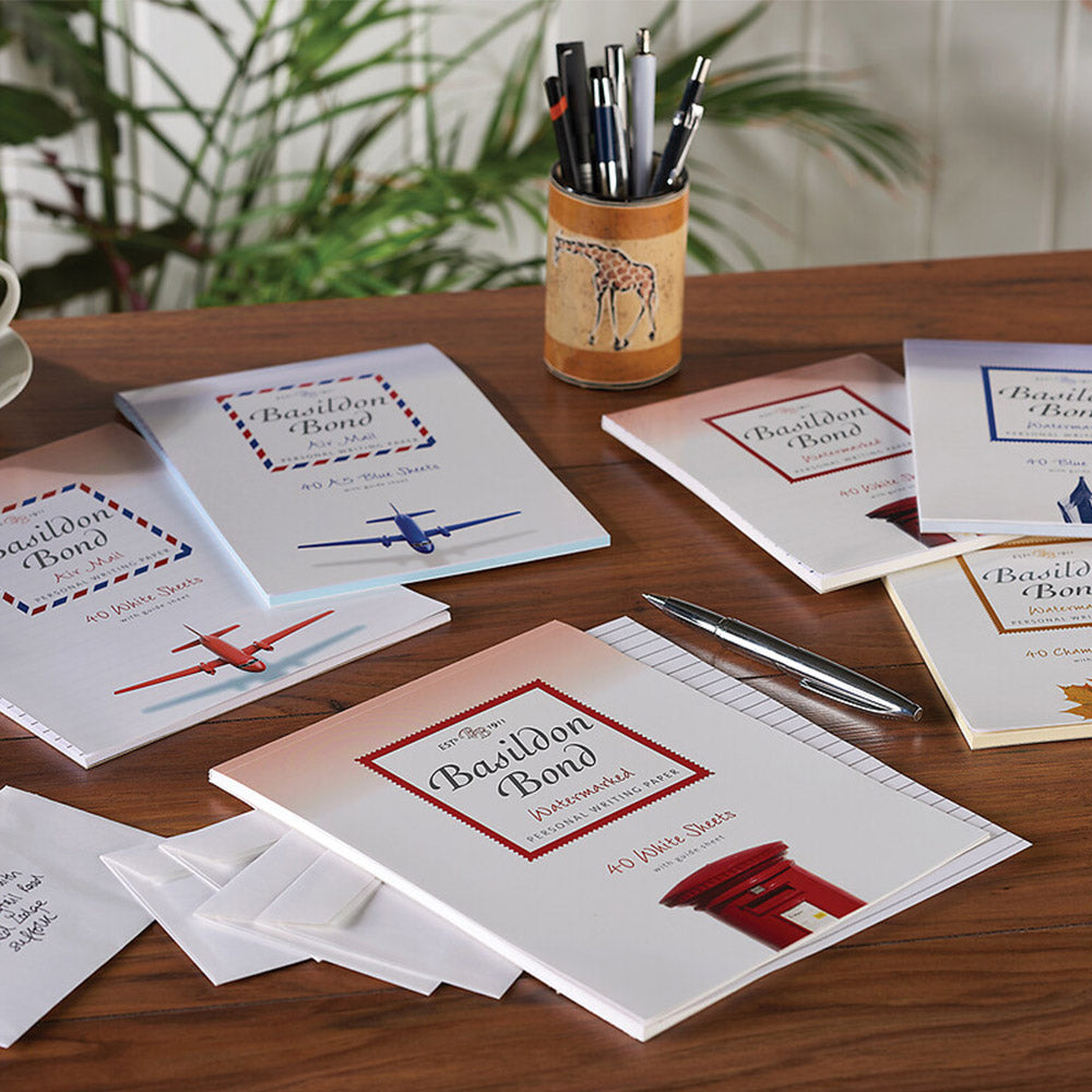 Premium Basildon Bond Writing Paper - 40 Sheets, 90gsm, Elegant Blue - Perfect for Letters, Invitations & Formal Correspondence