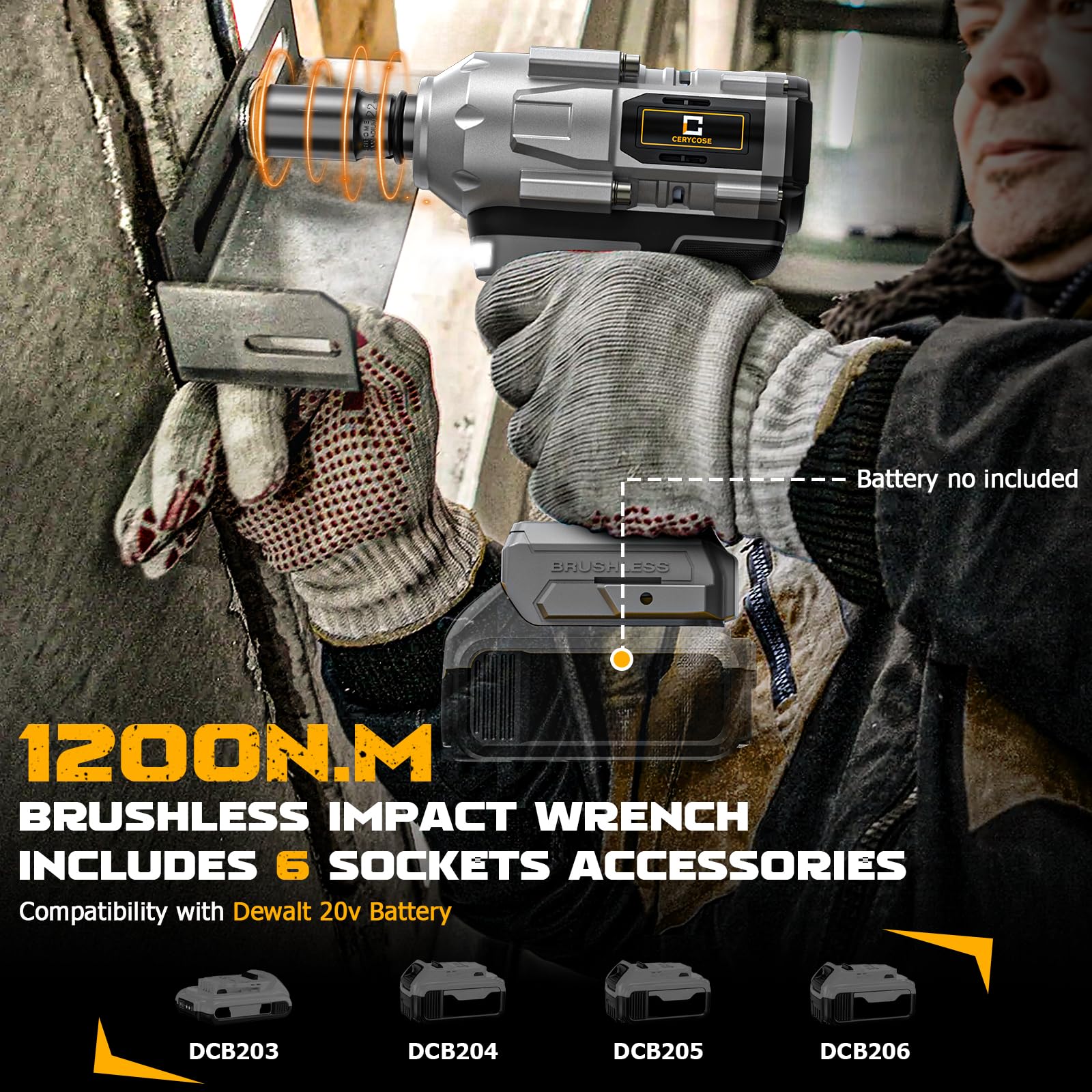 **DeWalt 20V MAX Cordless Impact Wrench Kit - 1/2 Inch Brushless Impact Gun with 950 Ft-Lbs Torque, 6 Sockets & Durable Toolbox, LED Work Light - Perfect for Auto Repair, Construction & DIY Projects**