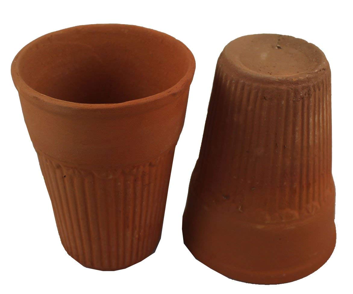 Handmade Terracotta Clay Kullad Cups - Set of 4 (80ML Each) for Tea, Coffee, Milk & Lassi | Eco-Friendly Traditional Indian Earthenware Mugs for Home, Cafe & Ayurvedic Drinks