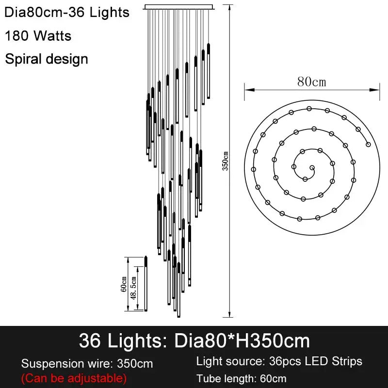 Modern Long Chandelier for Staircase - Black/Gold/Silver Crystal Pendant Light Fixture | Elegant Entryway & Foyer Lighting for Home Decor | Perfect for Stairwells, Hallways, and High Ceilings