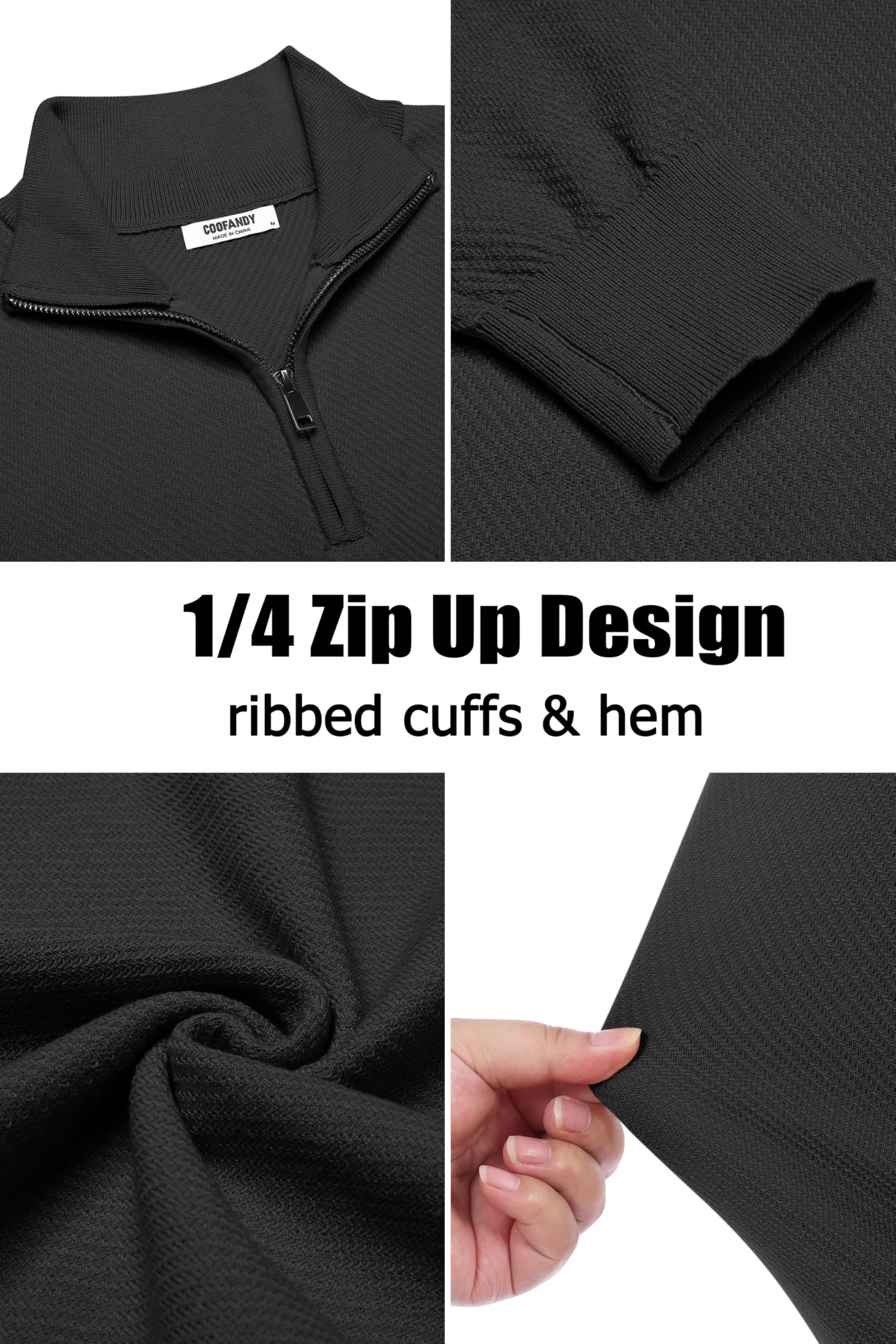 COOFANDY Men's Slim Fit Quarter Zip Pullover Sweater - Long Sleeve Knit Mock Neck Casual Top for Fall & Winter | Office Wear, Outdoor Activities, Date Night Outfits