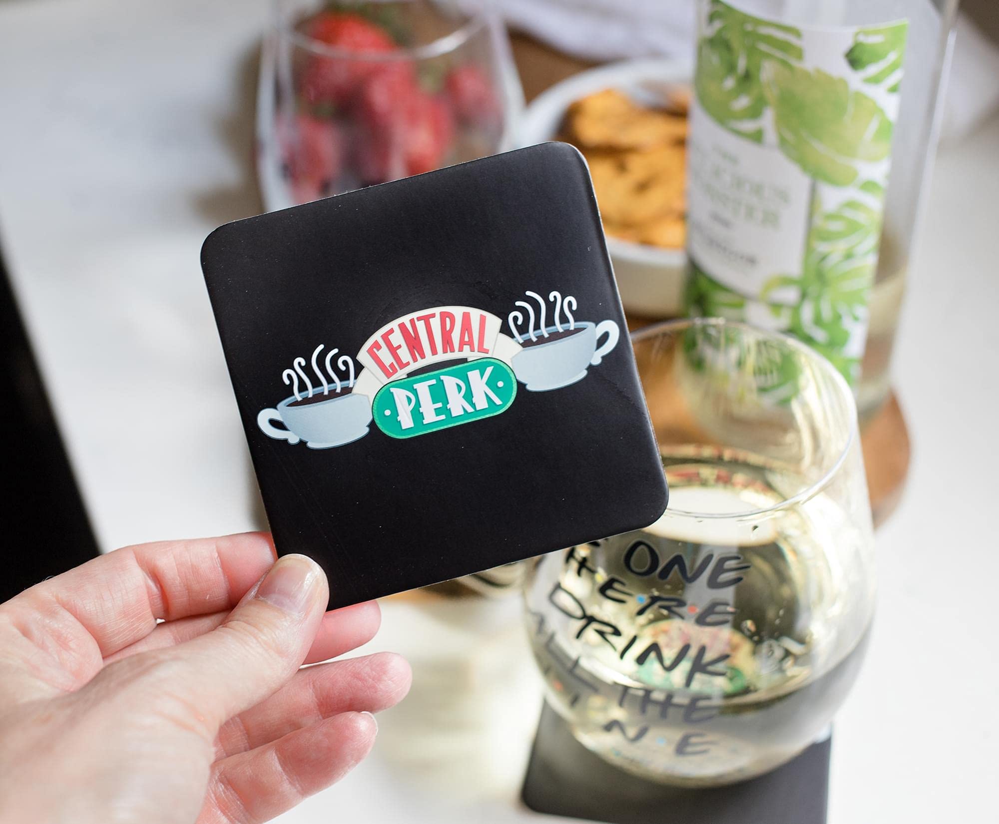 Friends Central Perk Coffee Shop Logo Drink Coasters - Absorbent Set of 6 | Home Kitchen & Dining Table Protection | Coffee Table Decor & Bar Accessories | Perfect for TV Nights, Parties & Gift Giving