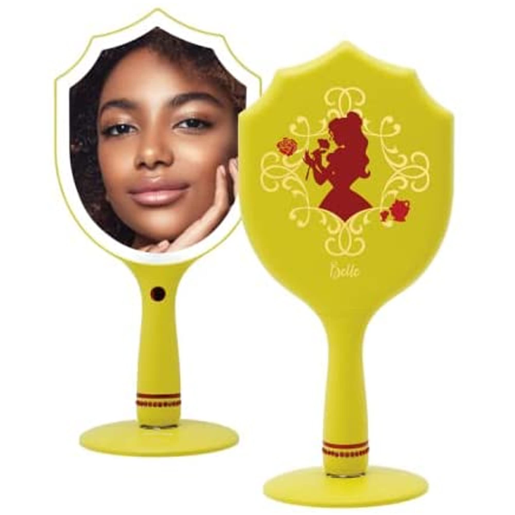 Disney Belle LED Makeup Mirror with 3 Color Modes - Travel & Bedroom Vanity Essential