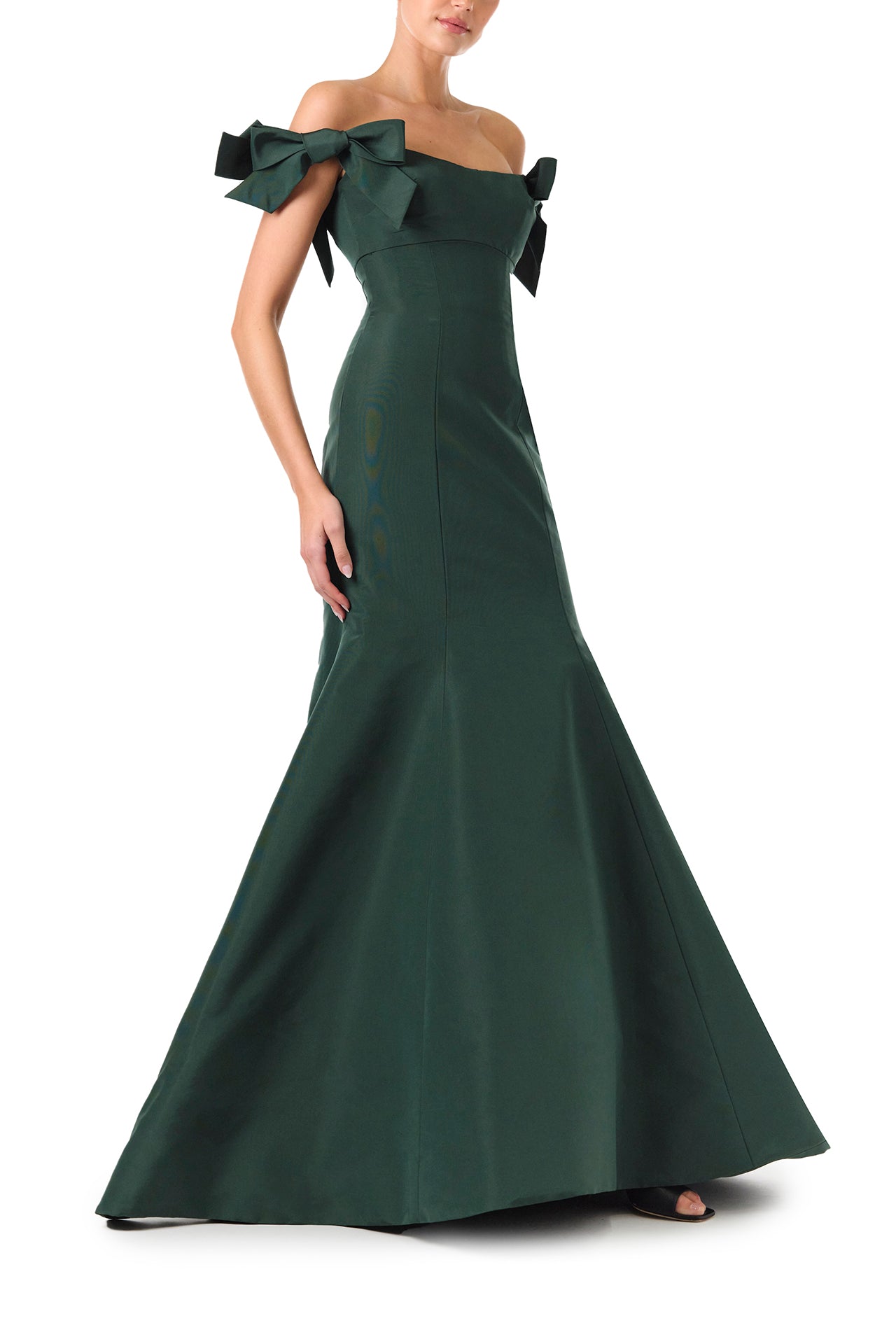 Elegant Bow Sleeve Trumpet Gown for Women - Formal Evening Dress for Prom, Wedding & Special Occasions