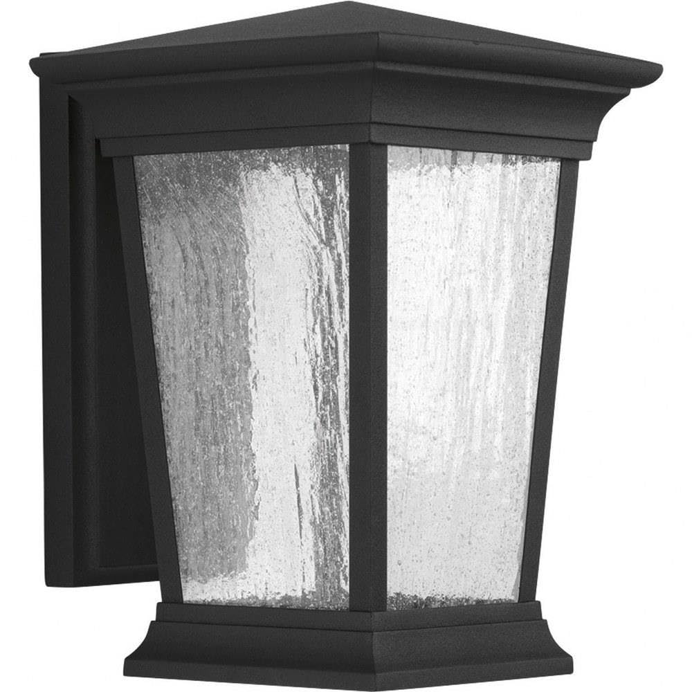 Progress Lighting Arrive LED Outdoor Wall Lantern - Clear Seeded Glass Modern Design with Textured Black Finish - Perfect for Porch, Patio, Garden and Entryway Lighting