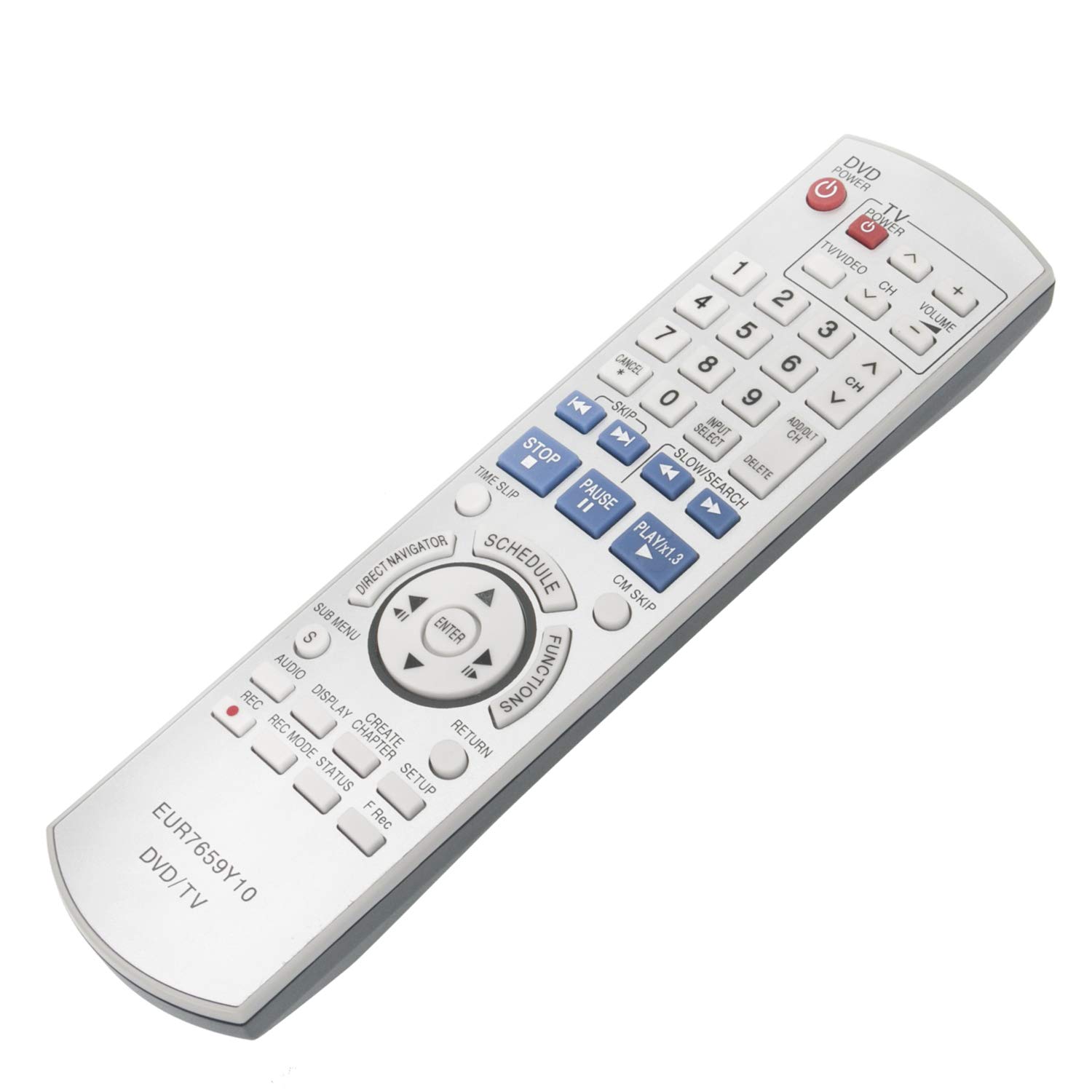 PerFascin Replacement Remote Control EUR7659Y10 Compatible with Panasonic VCR DVD Recorder DMR-ES25/ES15 Series - Perfect for Home Entertainment & Media Playback