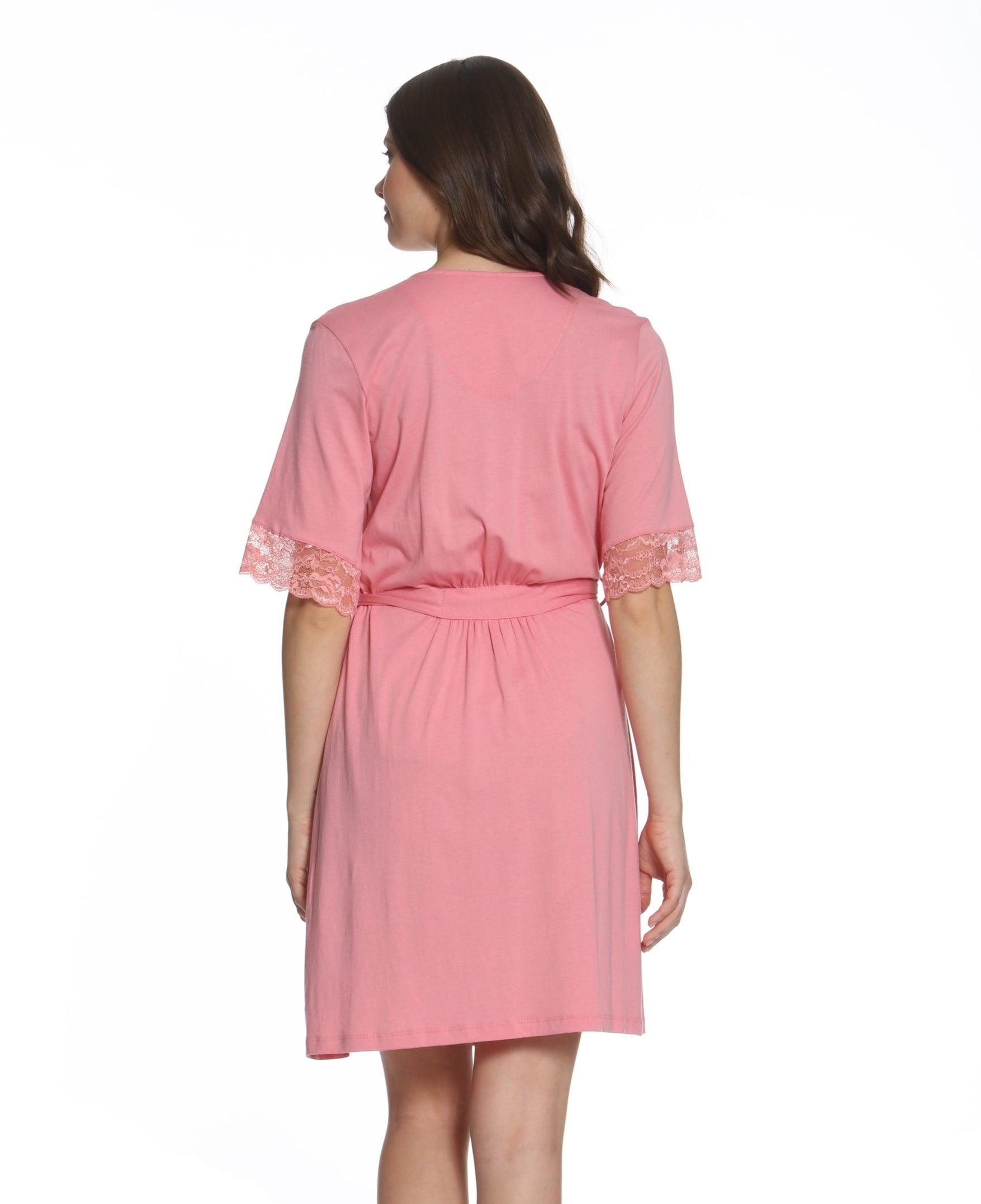 Penelope Women's Short Sleeve Robe - Soft Cotton Kimono Style Bathrobe for Spa, Lounge & Home Wear - Lightweight Summer Cover Up with Pockets