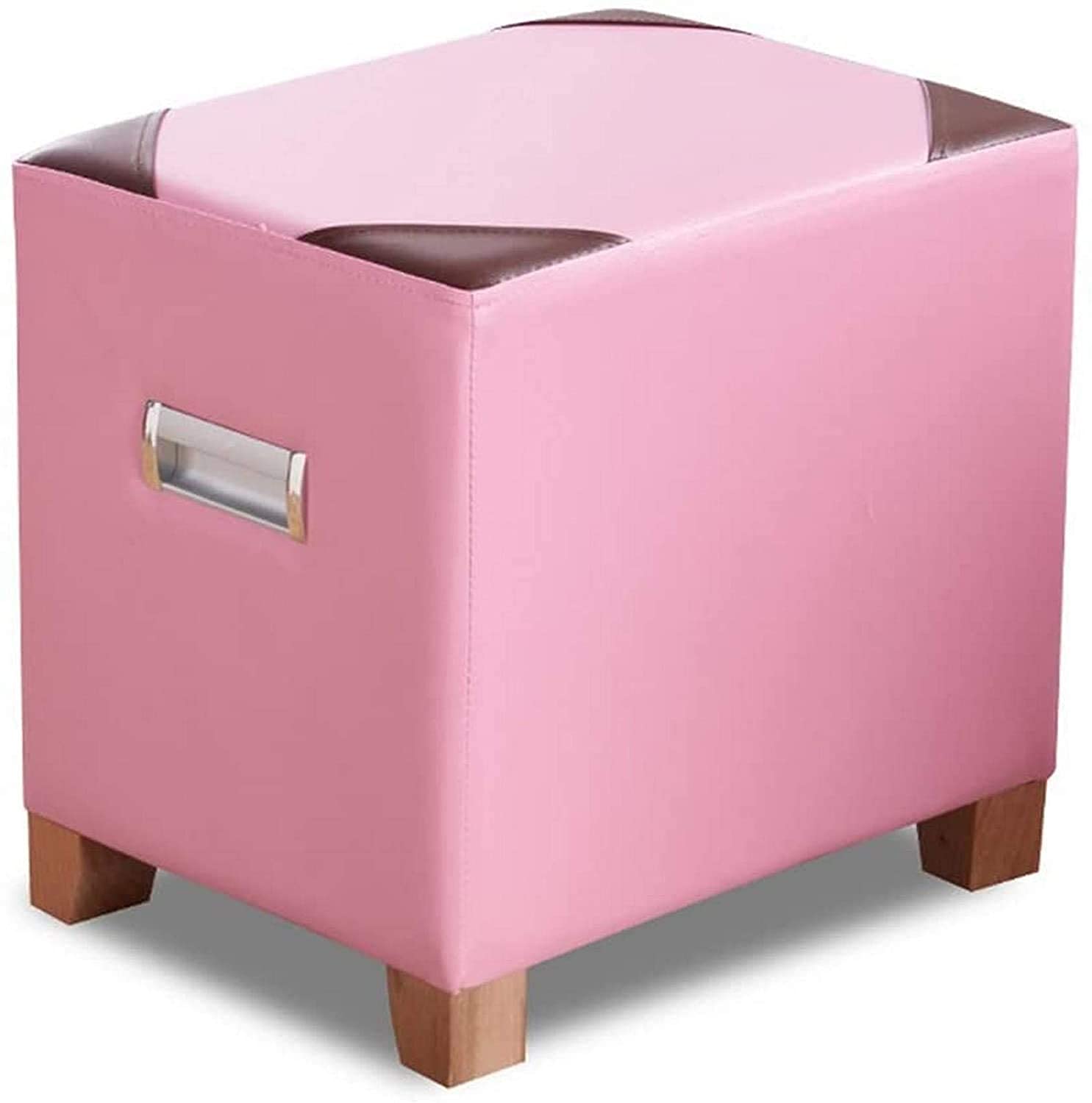 Multi-Functional Upholstered Storage Ottoman Footstool - Wooden Shoe Bench, Pouffe Chair with Lift Top - Pink Bedside Stool for Living Room, Bedroom & Entryway Organization