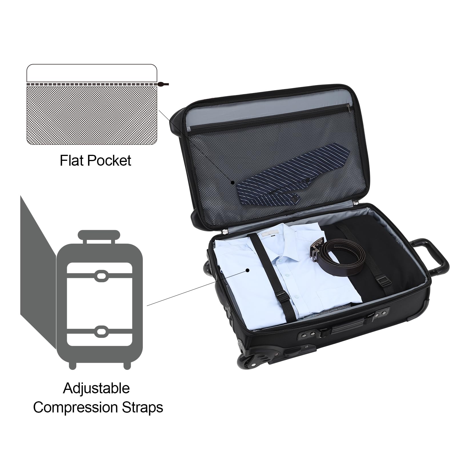 TSA Approved 22 Inch Rolling Garment Bag with Wheels - 2 in 1 Travel Suitcase & Luggage for Business Trips | Built-in Lock, Durable Black Carry-On | Perfect for Business Travel, Weddings & Formal Events