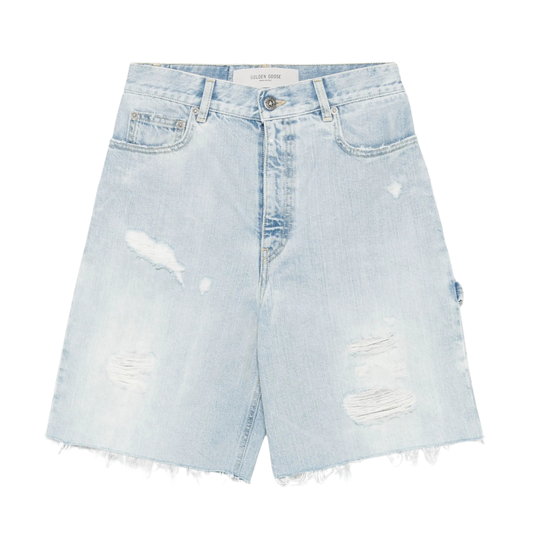 Stylish Marsha Long Denim Shorts for Women - High Waisted Distressed Denim Shorts | Perfect for Summer, Beach, and Casual Outfits