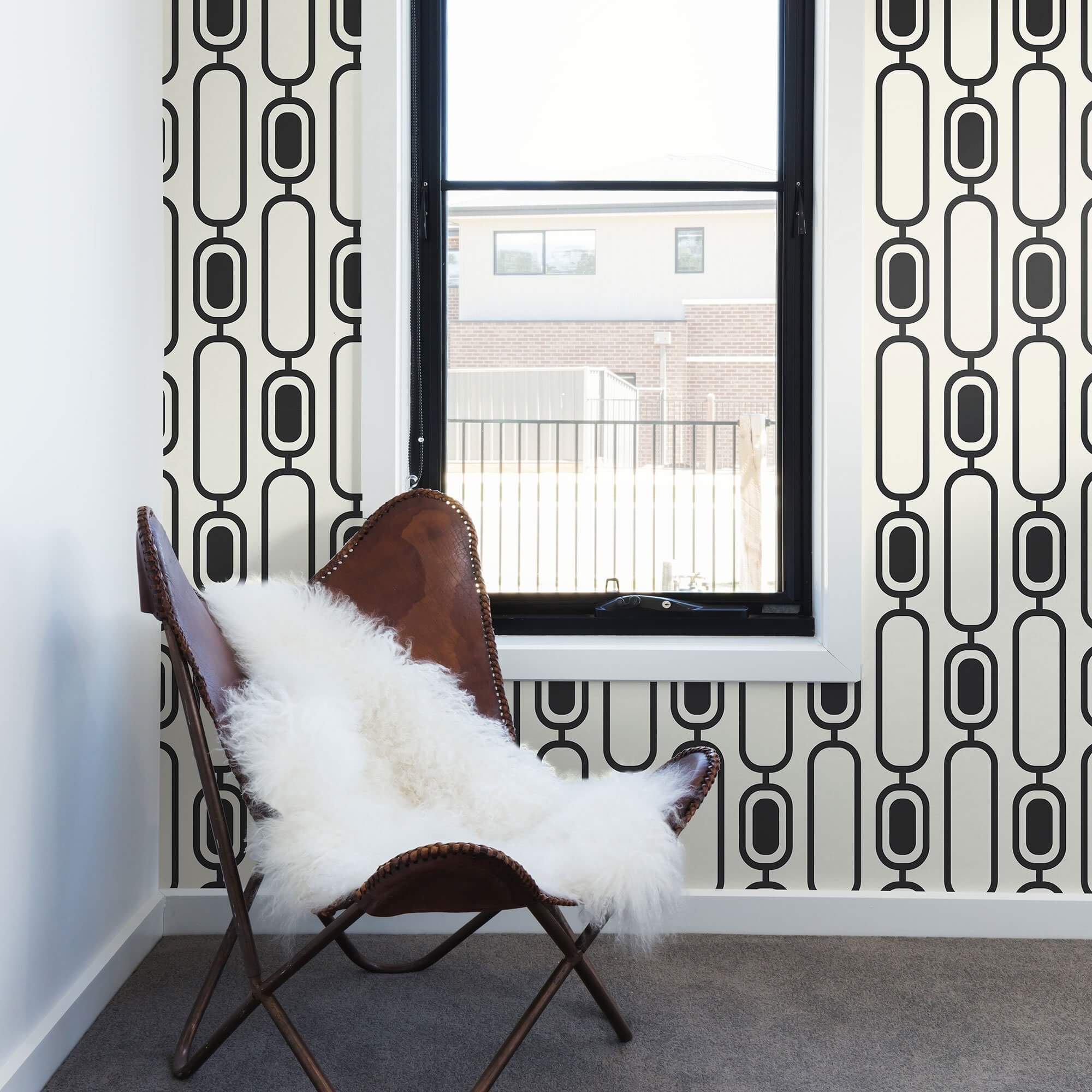 Black and White Geometric Peel and Stick Removable Wallpaper - Self-Adhesive Decorative Wall Covering for Bedroom, Living Room, Nursery, and Office Decor