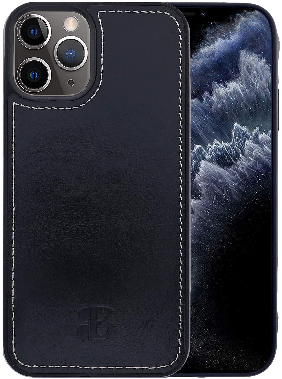 Premium Leather iPhone 12 Pro Max Case with RFID Protection & Removable Cover - TÜV Certified Slim Protective Phone Cover for Apple iPhone 12 Pro Max (Black, MWB-IP11) - Perfect for Business Travel & Daily Use