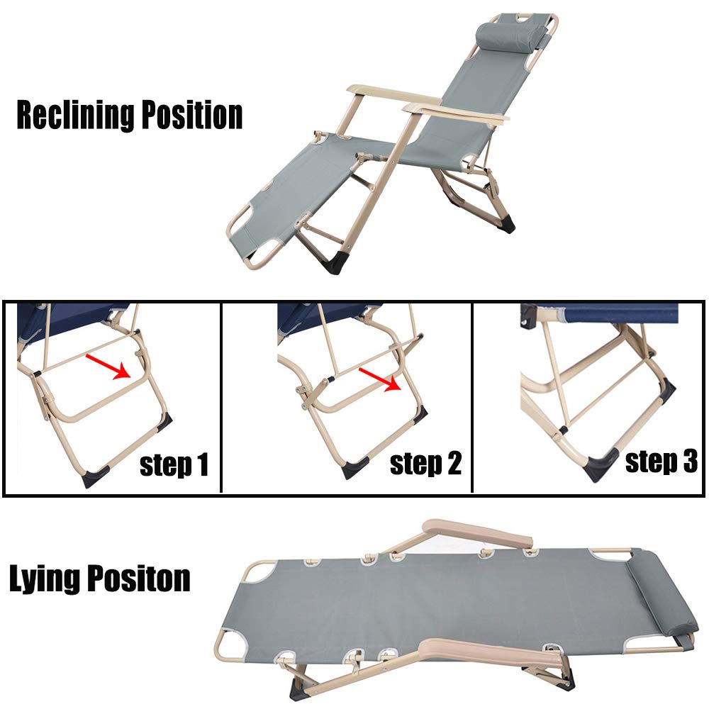 **4-Piece Adjustable Folding Outdoor Chaise Lounge Chair Set with Pillows – Light Grey Patio Furniture for Beach, Pool, Lawn & Backyard Relaxation**