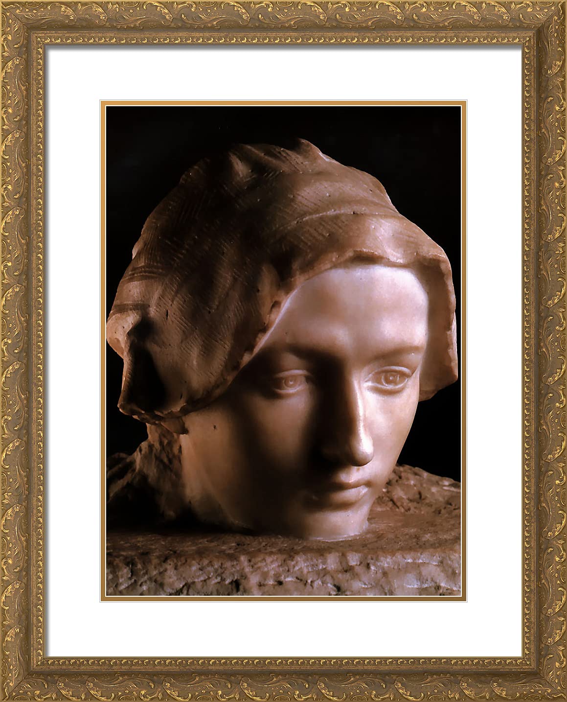Auguste Rodin 'The Thinker' 20x24 Gold Ornate Framed Art Print with Double Matting - Premium Wall Decor for Living Room, Office & Study Spaces