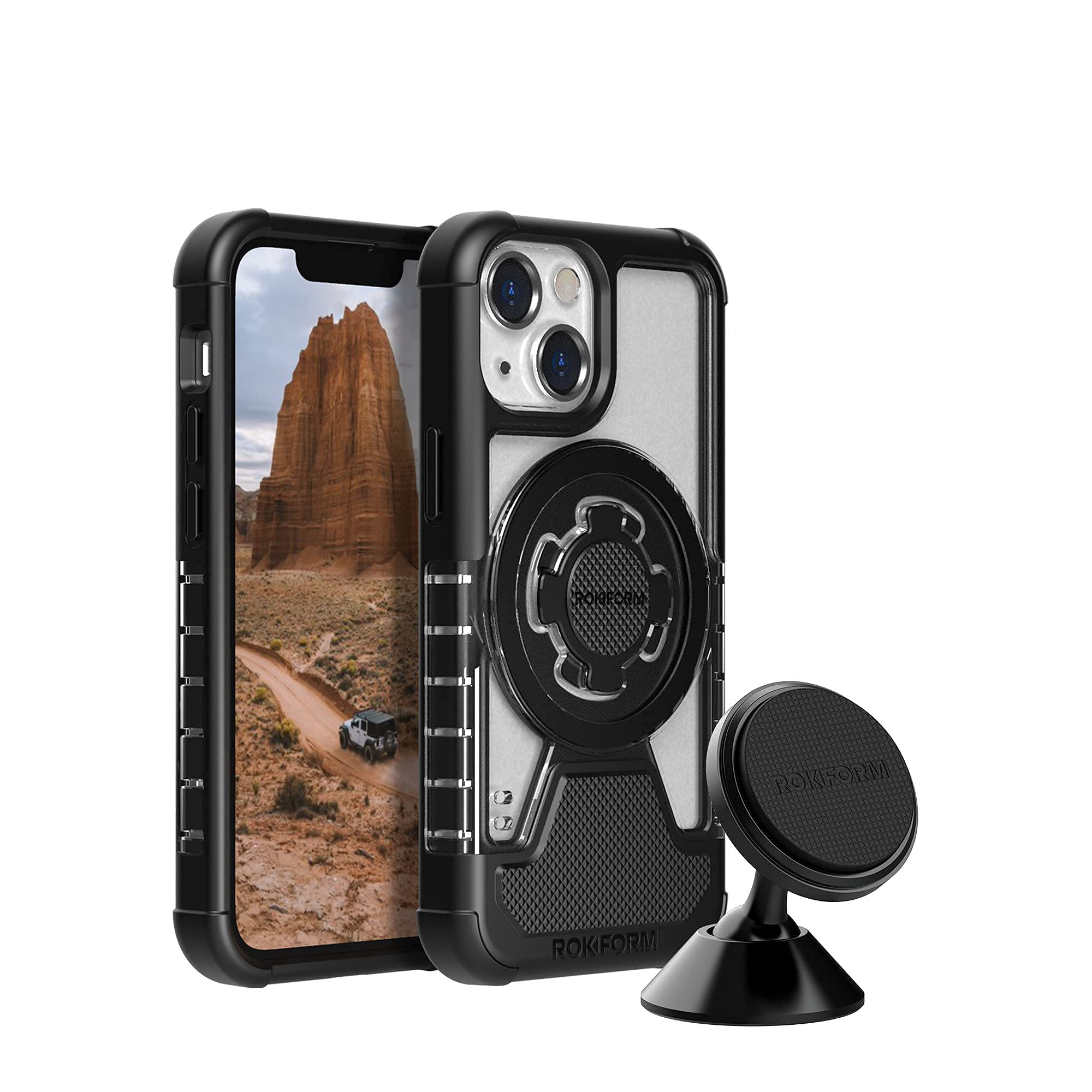 Rokform Crystal Clear Case for iPhone 13 Mini with 360° Swivel Car Mount - Durable Phone Holder for Car, Truck, Van - Perfect for Commuting, Road Trips & Hands-Free Navigation