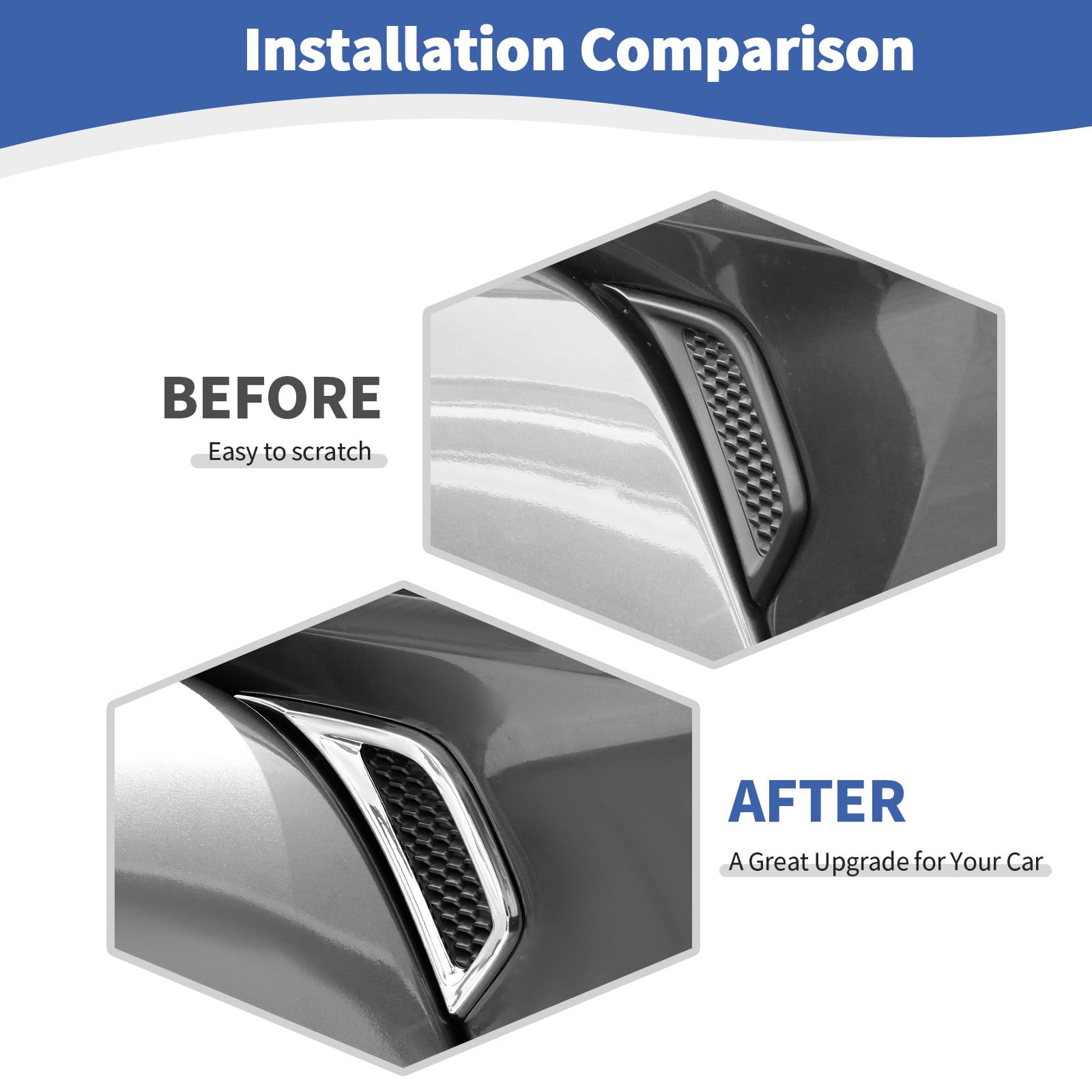 Jeep Wrangler JL JLU & Gladiator JT Side Fender Vent Decal Trim Cover - Chrome Exterior Accessories (2018-2024) 2pcs - Off-Road Style Upgrade for Enhanced Appearance
