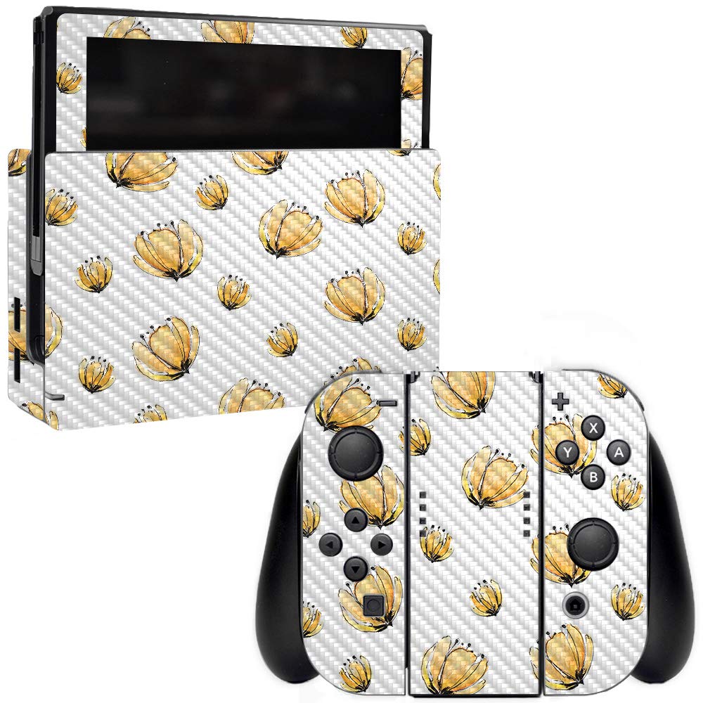 Premium Carbon Fiber Skin for Nintendo Switch - Yellow Poppy | Protective & Durable Textured Cover | Easy to Apply & Remove | USA Made | Perfect for Gaming Protection & Style Upgrade