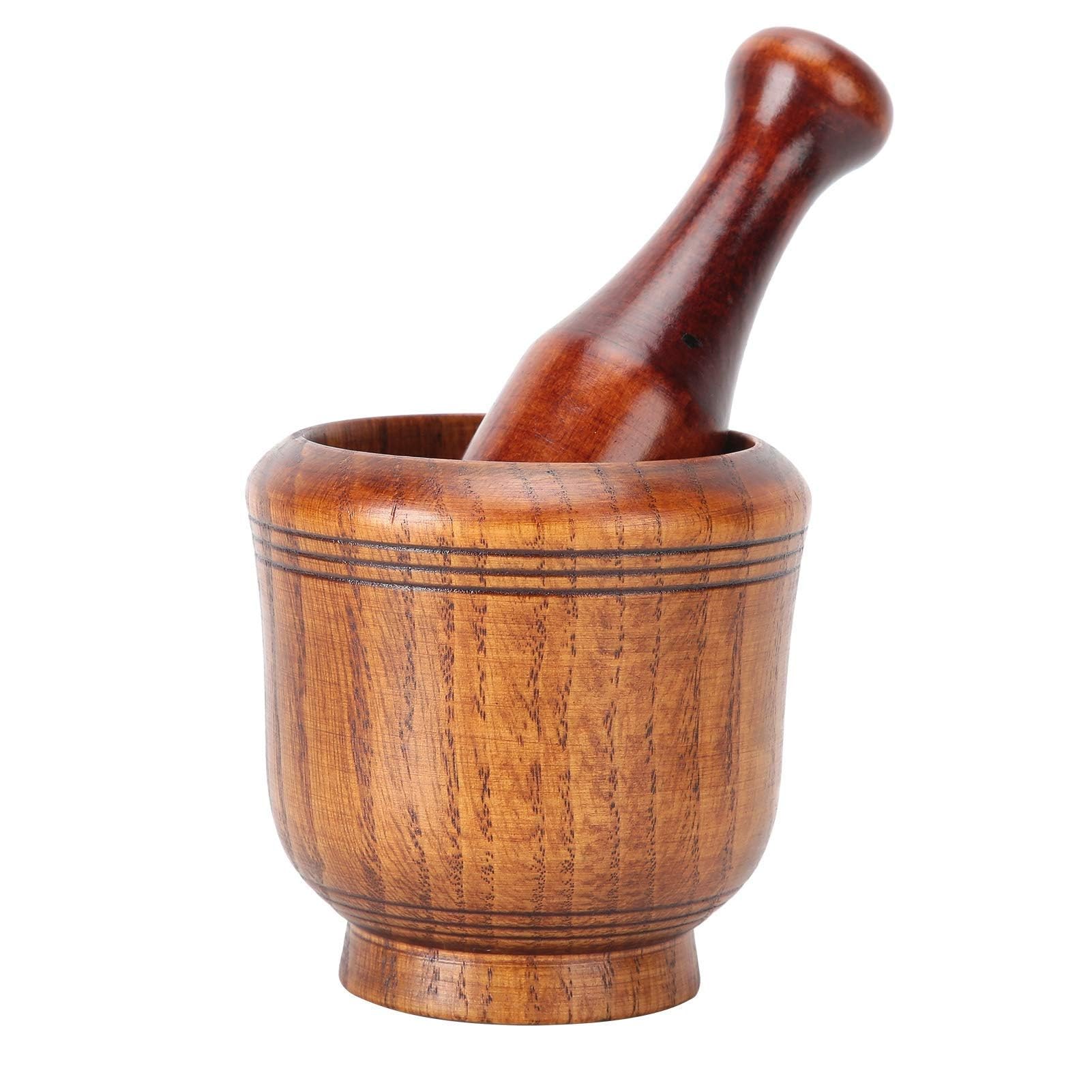 Wooden Mortar and Pestle Set - Handheld Garlic Masher, Herb Grinder & Spice Crusher for Kitchen - Perfect for Grinding Herbs, Spices, Seasonings & Making Fresh Pesto, Guacamole & Curry Pastes