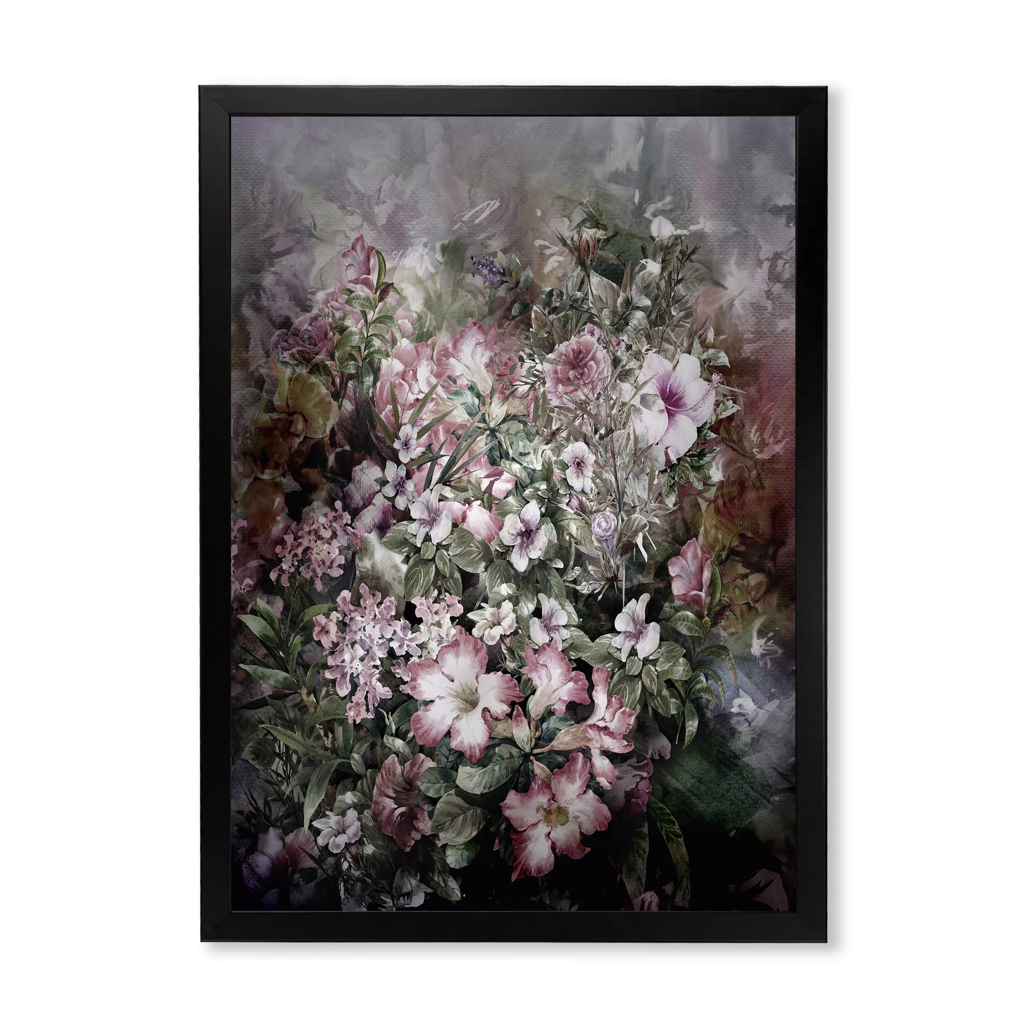 Vintage Floral Wall Art - Retro Framed Flower Drawing IV - Perfect for Living Room, Bedroom & Office Decor