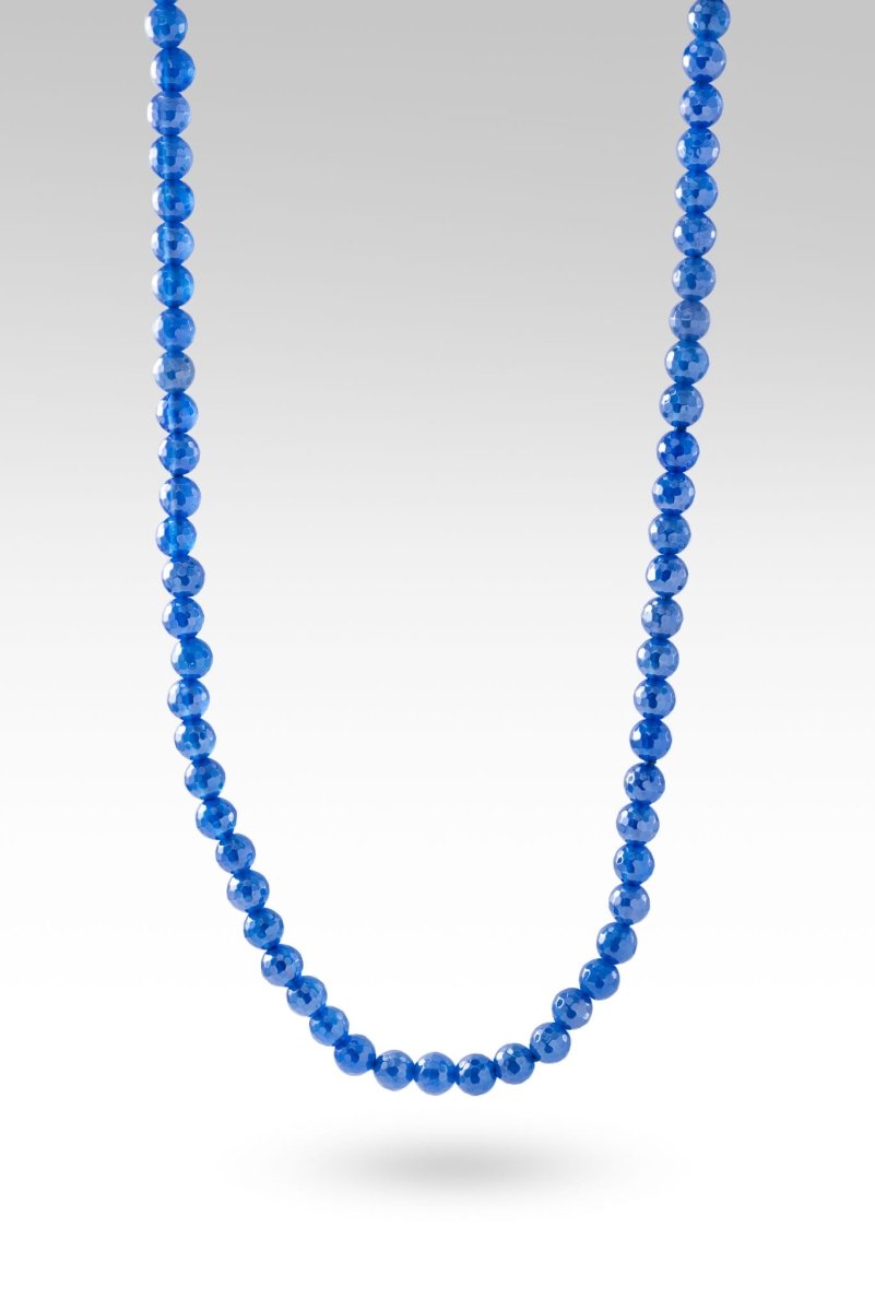 Celestial Blue Agate Beaded Necklace - Natural Stone Jewelry for Women | Boho Chic Spiritual Healing Crystal Necklace | Perfect for Meditation, Yoga & Everyday Wear