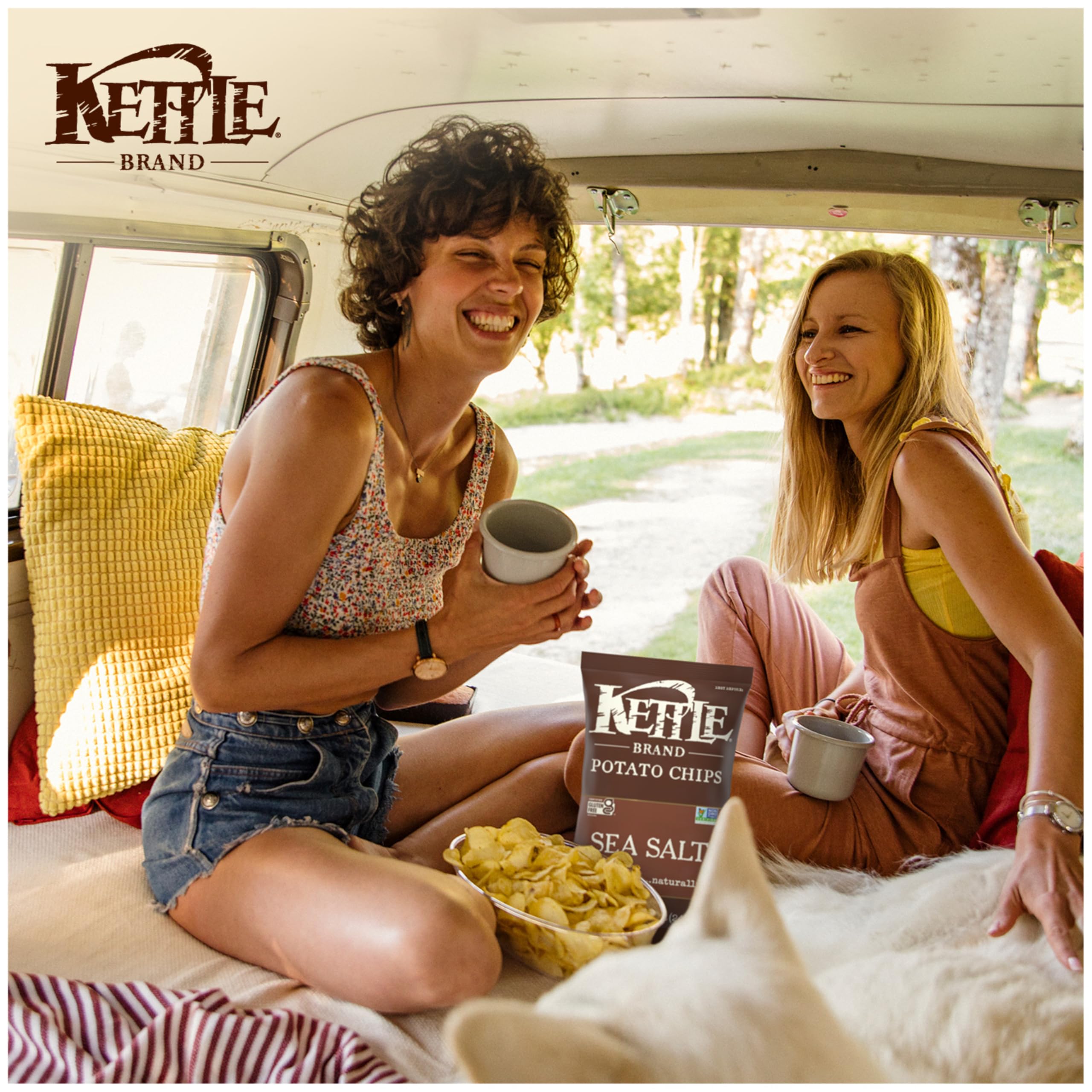 Kettle Brand Sea Salt Kettle Cooked Potato Chips - 7.5 Oz Bag - Crunchy Snack for Parties, Picnics & Lunchboxes - Gluten Free & Non-GMO