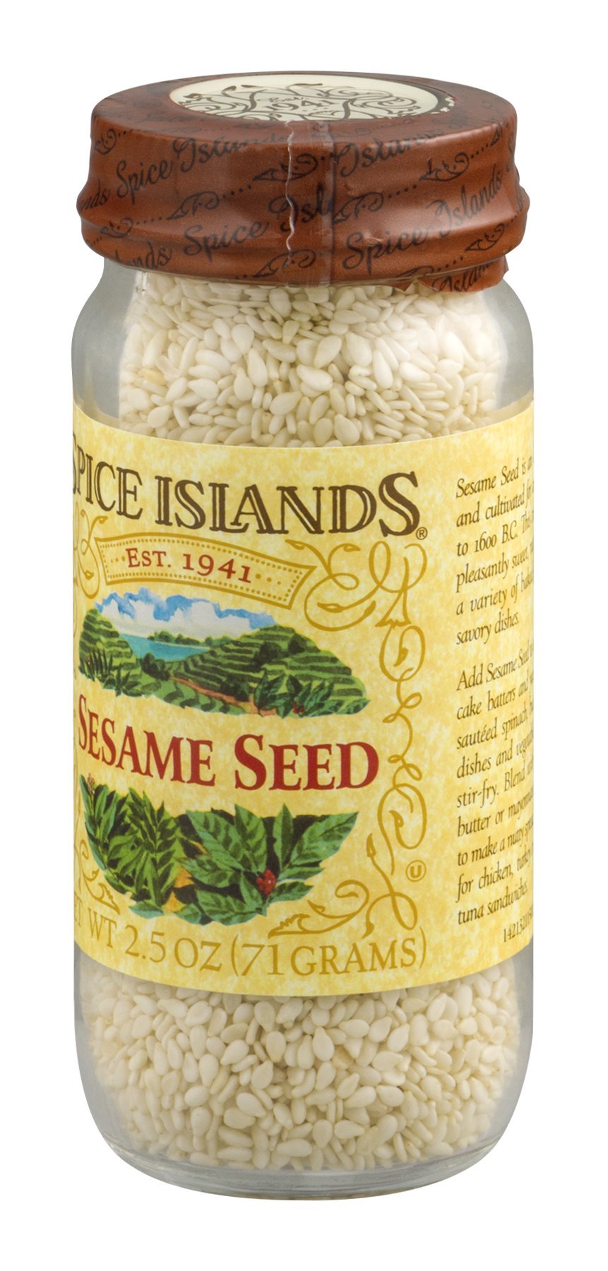 Premium Whole Sesame Seeds - Spice Island Brand, 2.6 oz (74g) - Perfect for Baking, Cooking & Salad Toppings - Non-GMO, Gluten-Free, Vegan-Friendly
