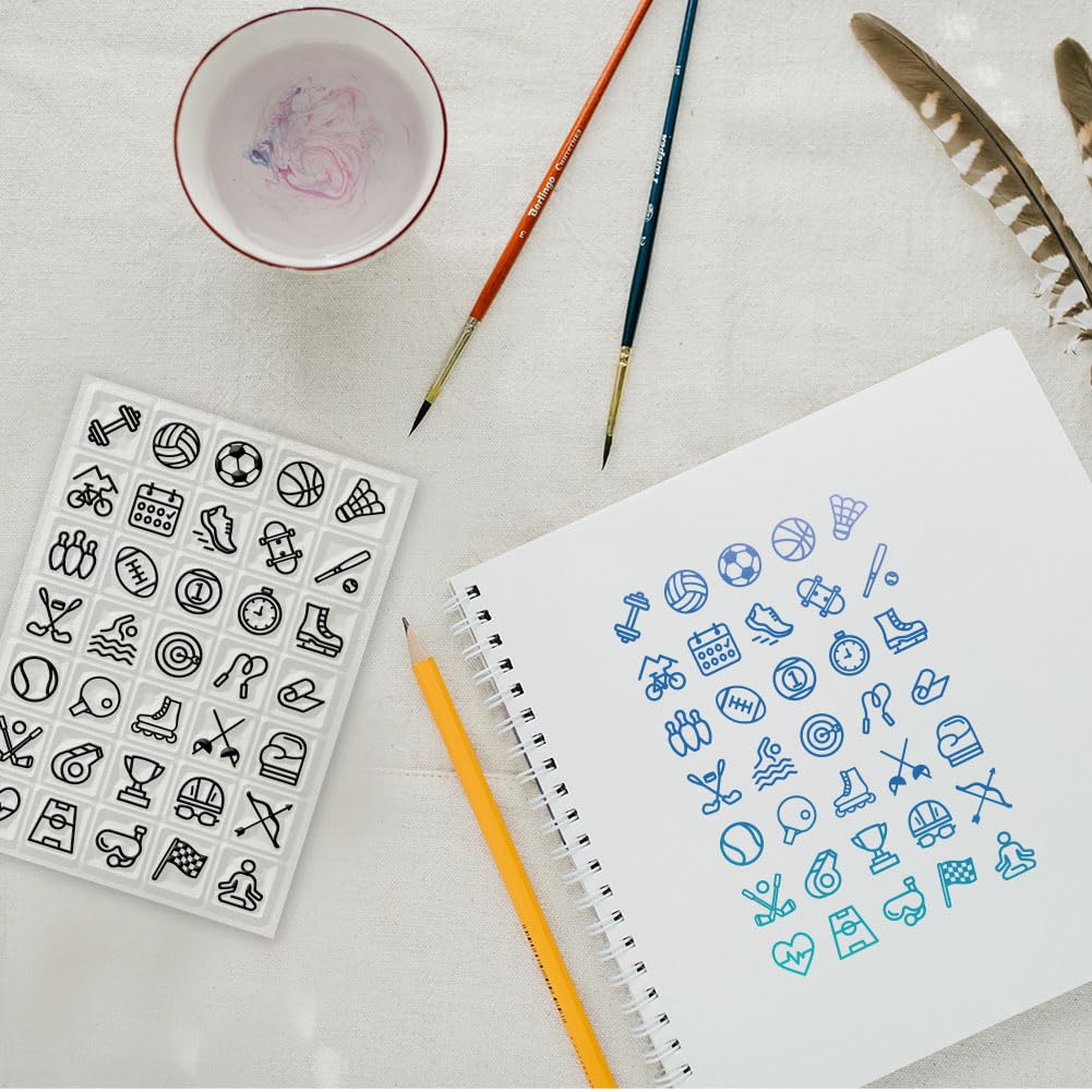 CHGCRAFT Sports Theme Clear Stamps Set - 4.33x6.3 Inch Transparent Silicone Stamps for DIY Scrapbooking, Photo Albums, Greeting Cards - Perfect for Basketball, Soccer & Sports Lover Gifts