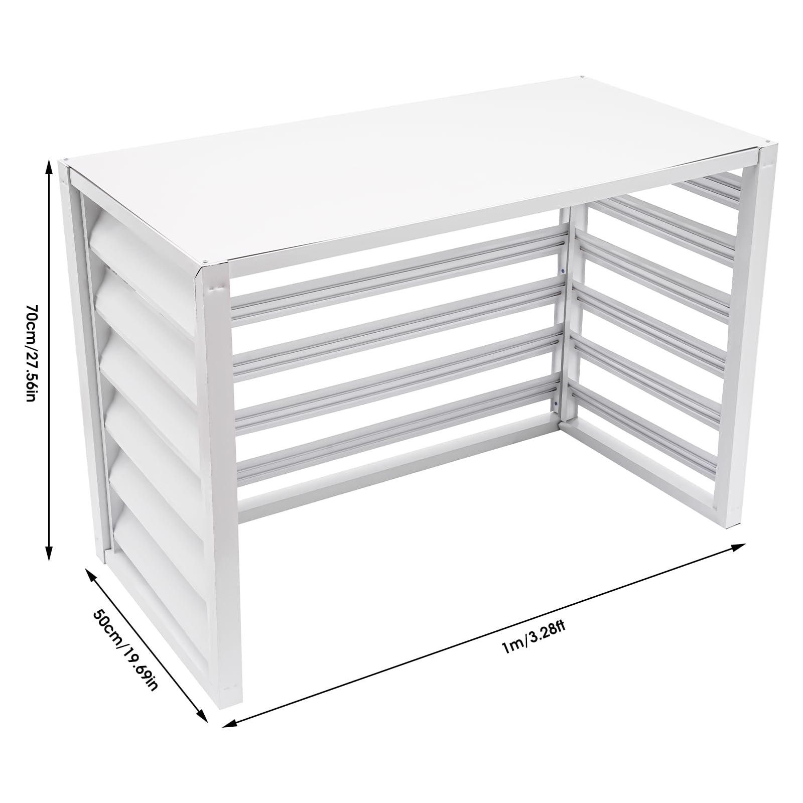 Free Standing Metal Air Conditioner Fence Screen for Outdoor Units - Decorative White AC Cover (39.4