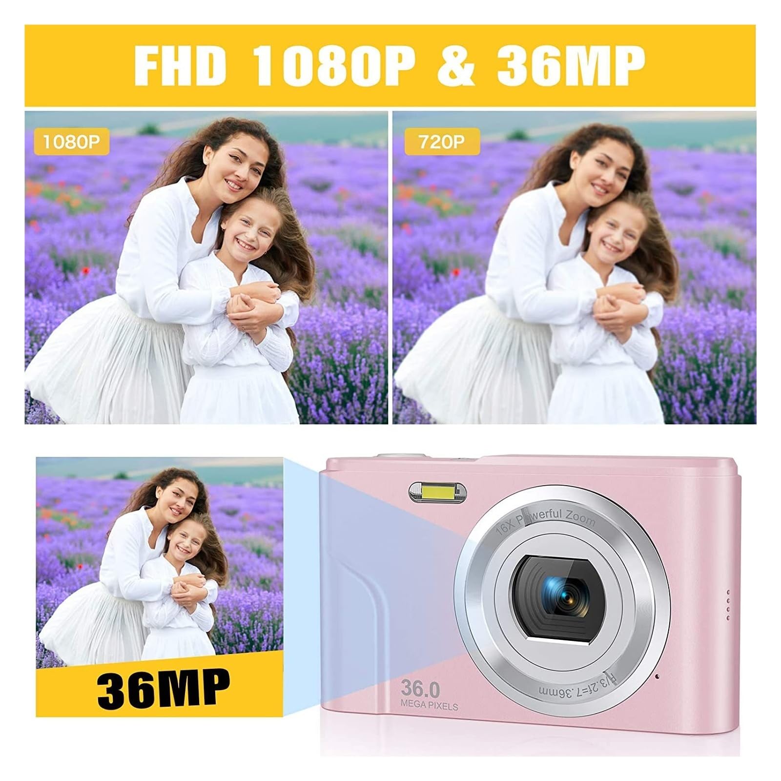 MZZYG 4K Digital Video Camera for Vlogging - 16X Zoom, 3.0