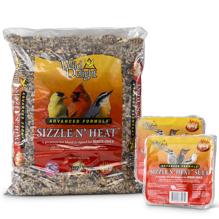 Wild Delight Sizzle N' Heat Wild Bird Seed & Suet Cakes - 5 lb Bag for Backyard Bird Feeding | Attracts Cardinals, Woodpeckers & Songbirds | Year-Round Wild Bird Food for Garden & Outdoor Use